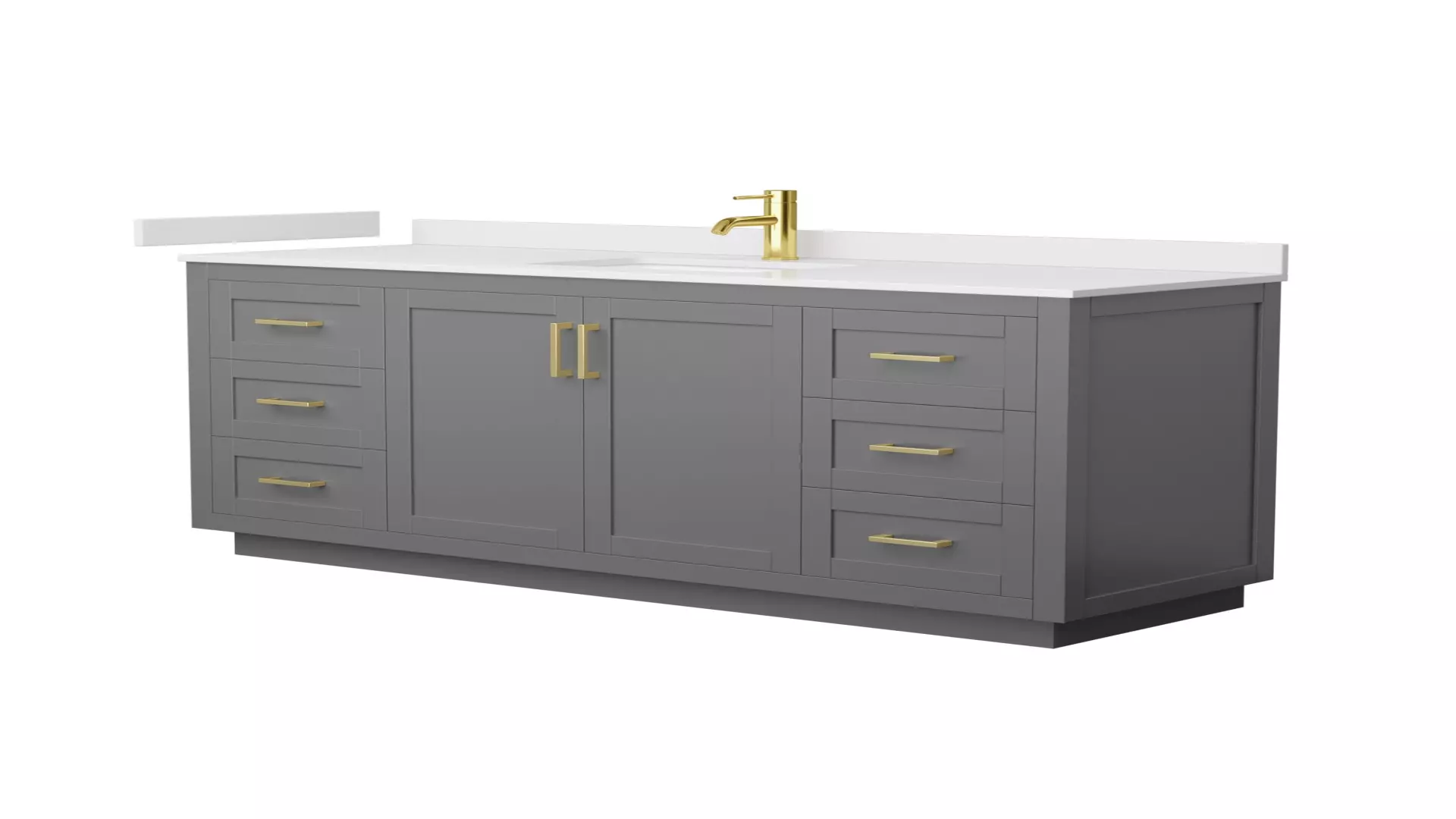 Miranda 66 Inch Single Bathroom Vanity in Dark Gray, White Cultured Marble Countertop, Undermount Square Sink, Brushed Gold Trim material