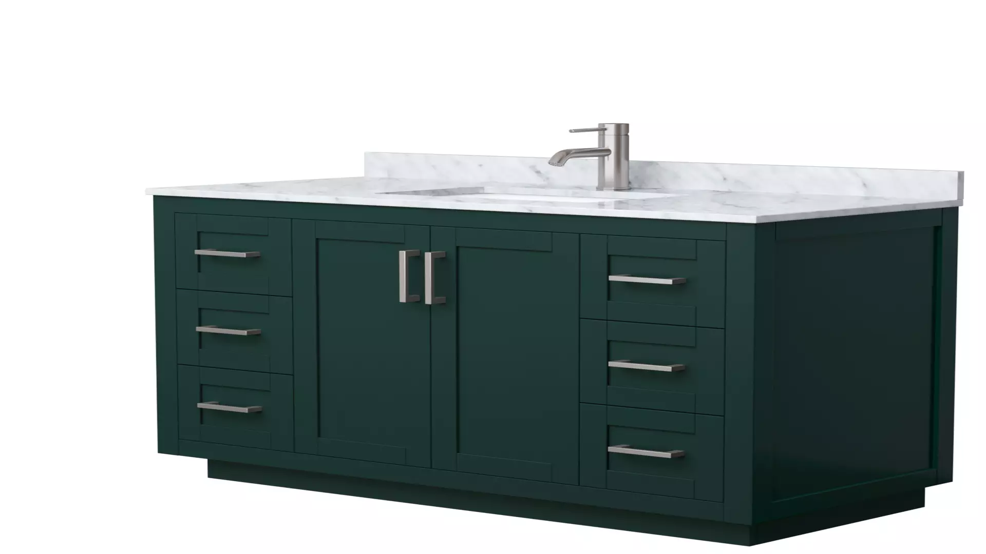 Miranda 48 Inch Single Bathroom Vanity in Green, White Carrara Marble Countertop, Undermount Square Sink, Brushed Nickel Trim material