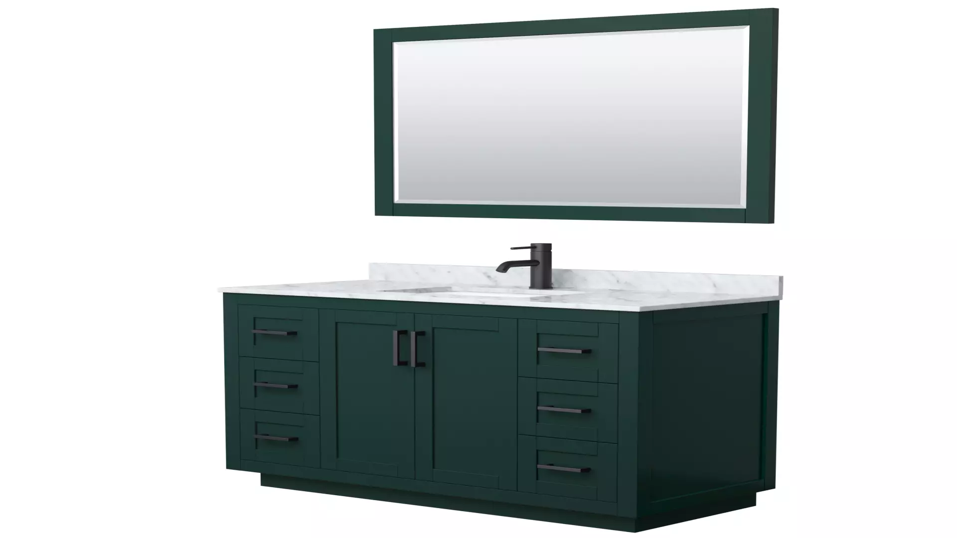 Miranda 48 Inch Single Bathroom Vanity in Green, White Carrara Marble Countertop, Undermount Square Sink, Matte Black Trim, 46 Inch Mirror material