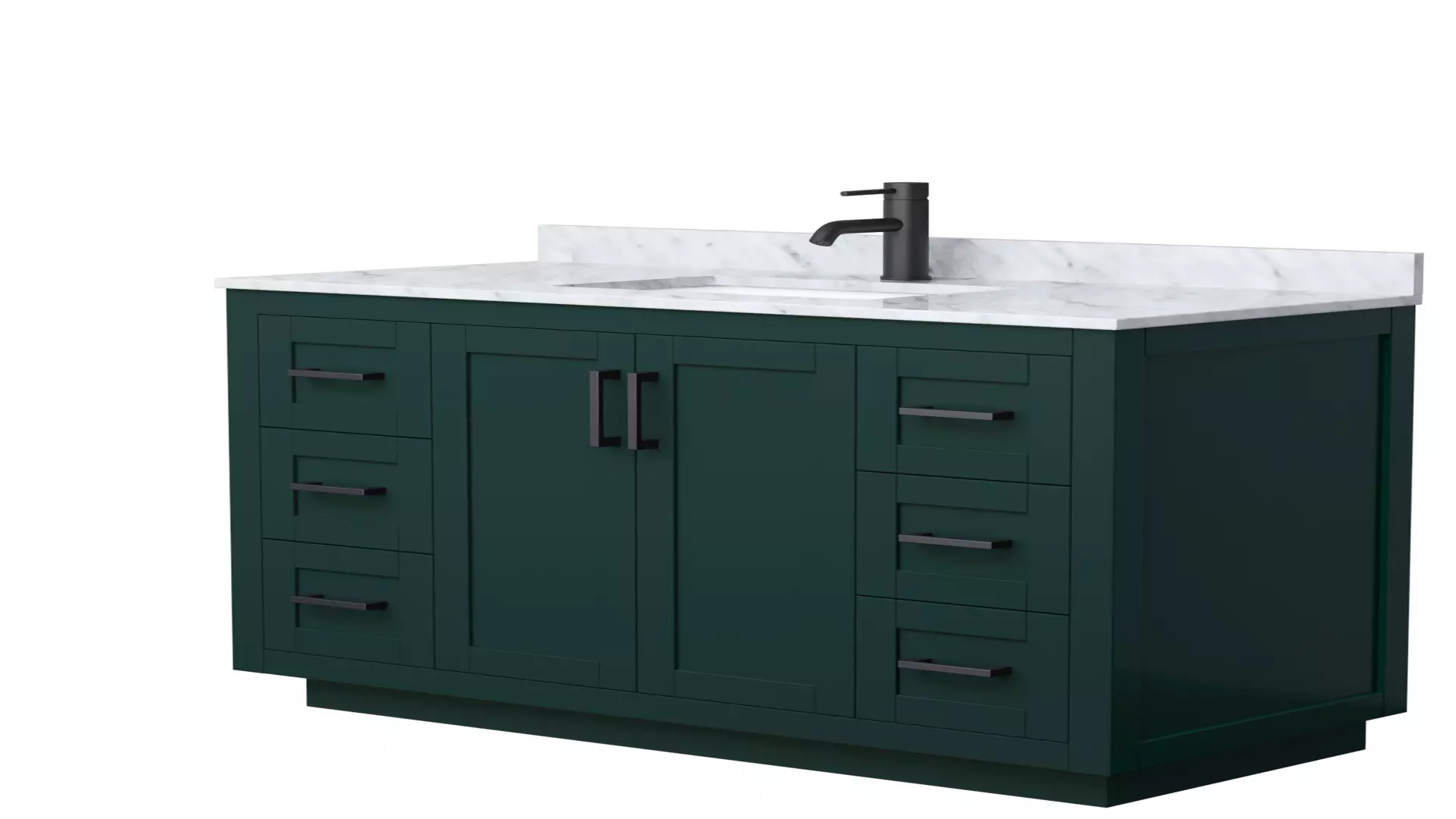 Miranda 48 Inch Single Bathroom Vanity in Green, White Carrara Marble Countertop, Undermount Square Sink, Matte Black Trim material