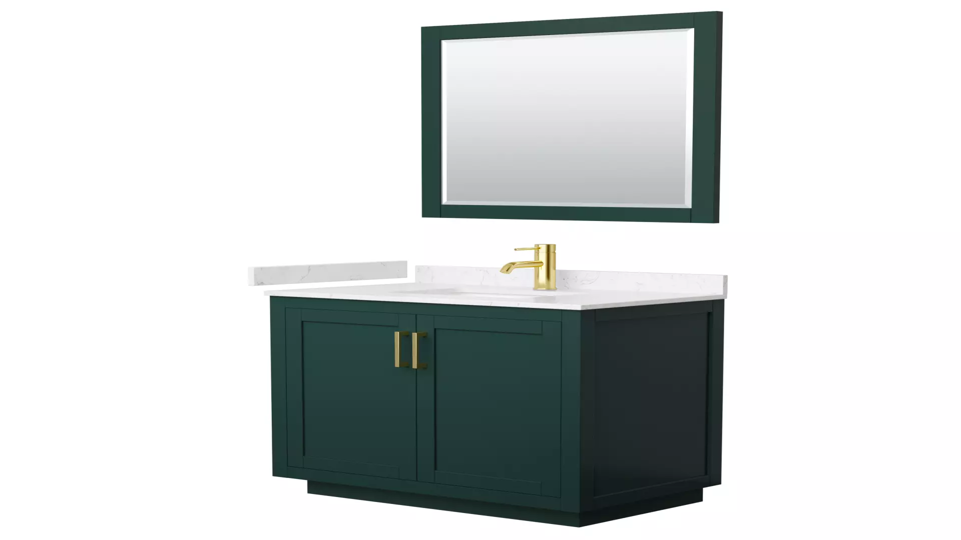Miranda 36 Inch Single Bathroom Vanity in Green, Carrara Cultured Marble Countertop, Undermount Square Sink, Brushed Gold Trim, 34 Inch Mirror material