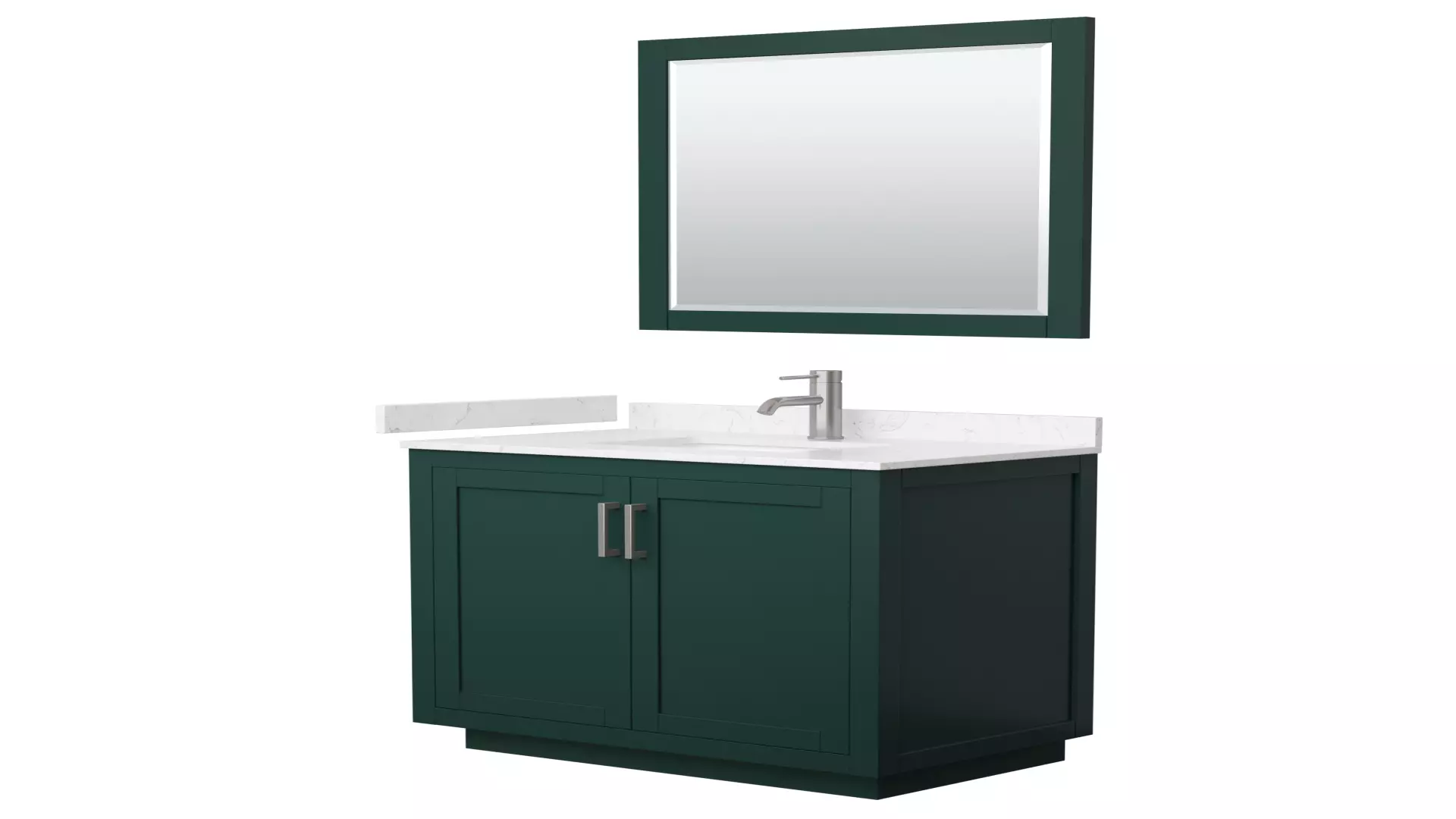 Miranda 36 Inch Single Bathroom Vanity in Green, Carrara Cultured Marble Countertop, Undermount Square Sink, Brushed Nickel Trim, 34 Inch Mirror material