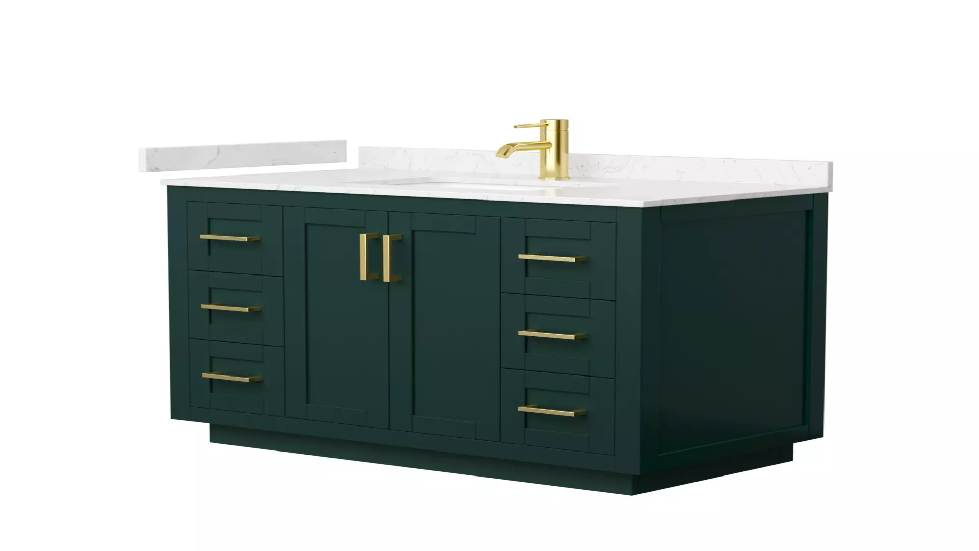 Miranda 42 Inch Single Bathroom Vanity in Green, Carrara Cultured Marble Countertop, Undermount Square Sink, Brushed Gold Trim material