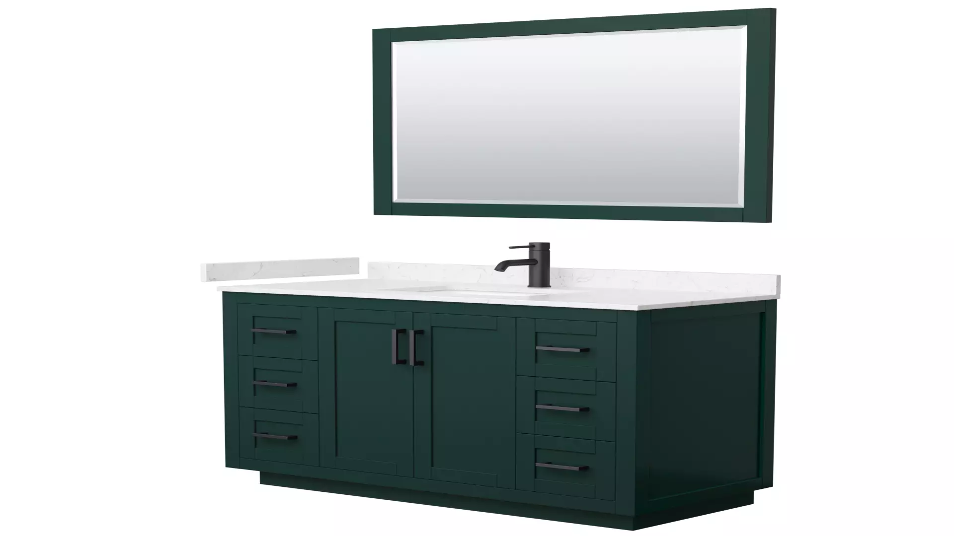 Miranda 48 Inch Single Bathroom Vanity in Green, Carrara Cultured Marble Countertop, Undermount Square Sink, Matte Black Trim, 46 Inch Mirror material