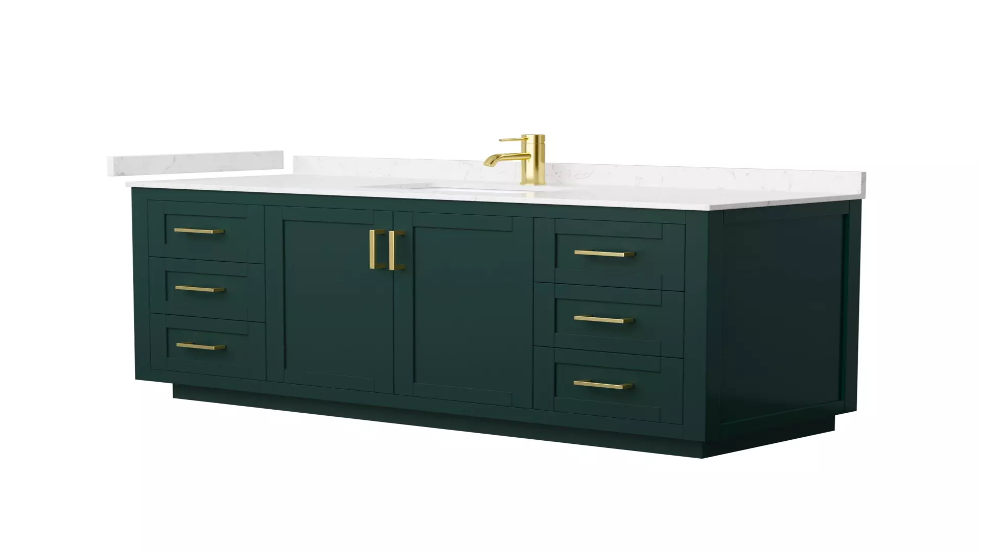Miranda 60 Inch Single Bathroom Vanity in Green, Carrara Cultured Marble Countertop, Undermount Square Sink, Brushed Gold Trim material