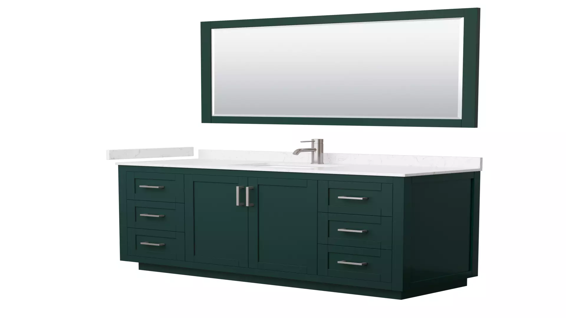 Miranda 60 Inch Single Bathroom Vanity in Green, Carrara Cultured Marble Countertop, Undermount Square Sink, Brushed Nickel Trim, 58 Inch Mirror material