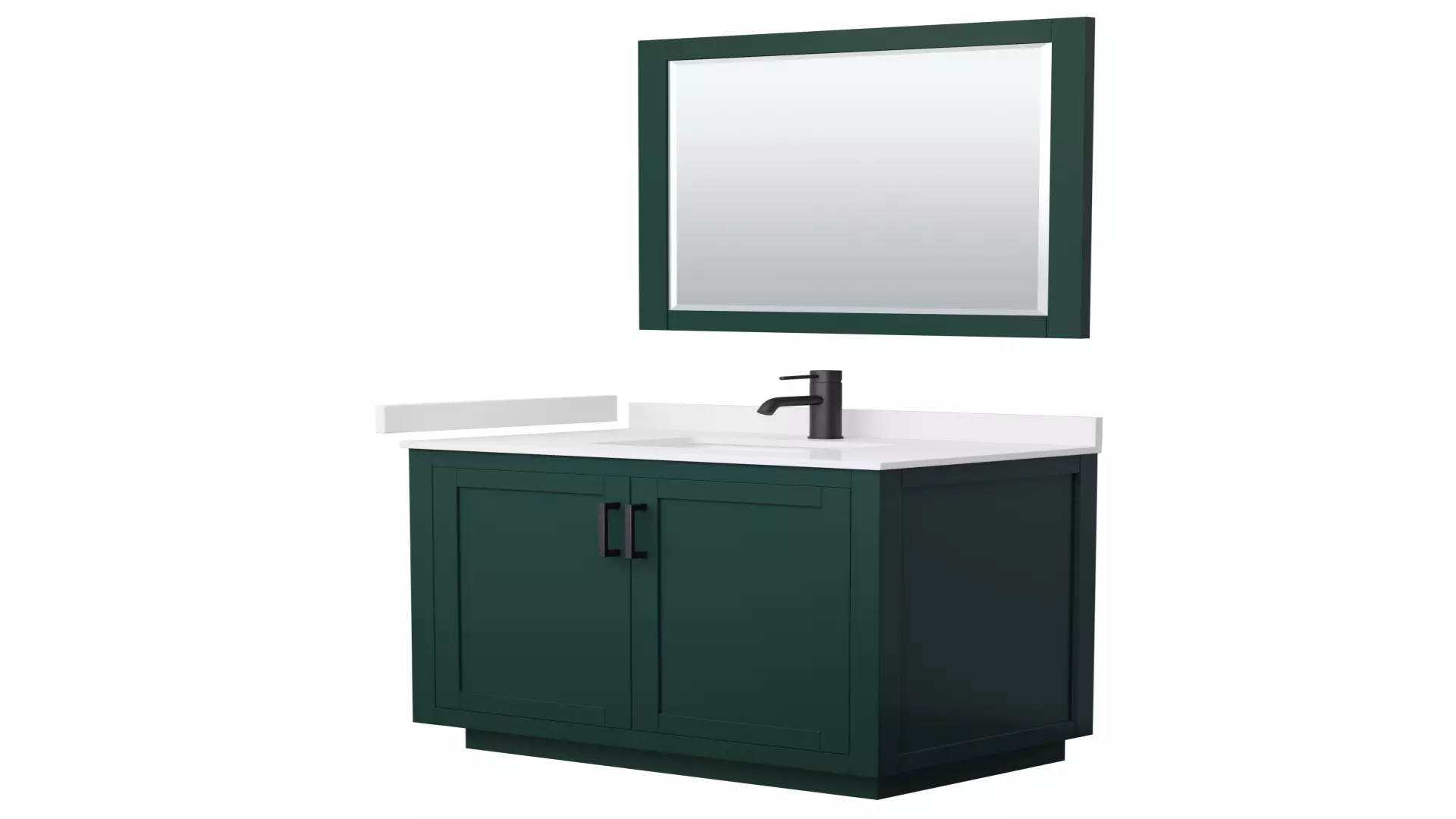 Miranda 36 Inch Single Bathroom Vanity in Green, White Cultured Marble Countertop, Undermount Square Sink, Matte Black Trim, 34 Inch Mirror material