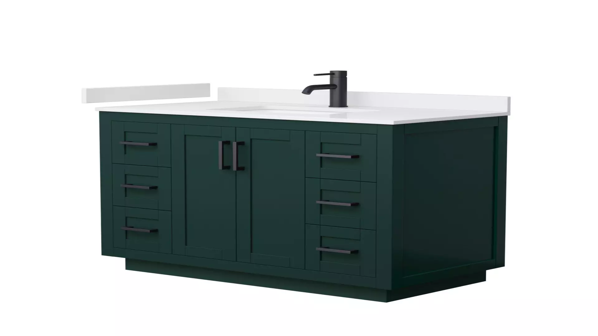Miranda 42 Inch Single Bathroom Vanity in Green, White Cultured Marble Countertop, Undermount Square Sink, Matte Black Trim material
