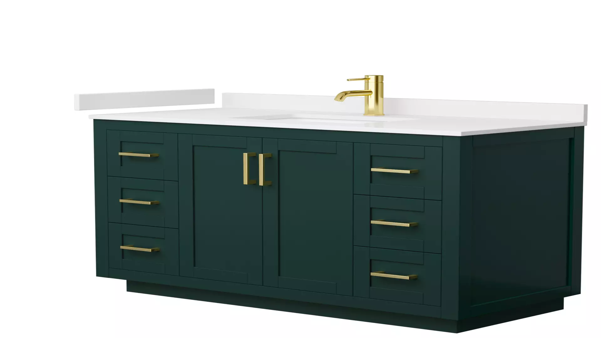 Miranda 48 Inch Single Bathroom Vanity in Green, White Cultured Marble Countertop, Undermount Square Sink, Brushed Gold Trim material