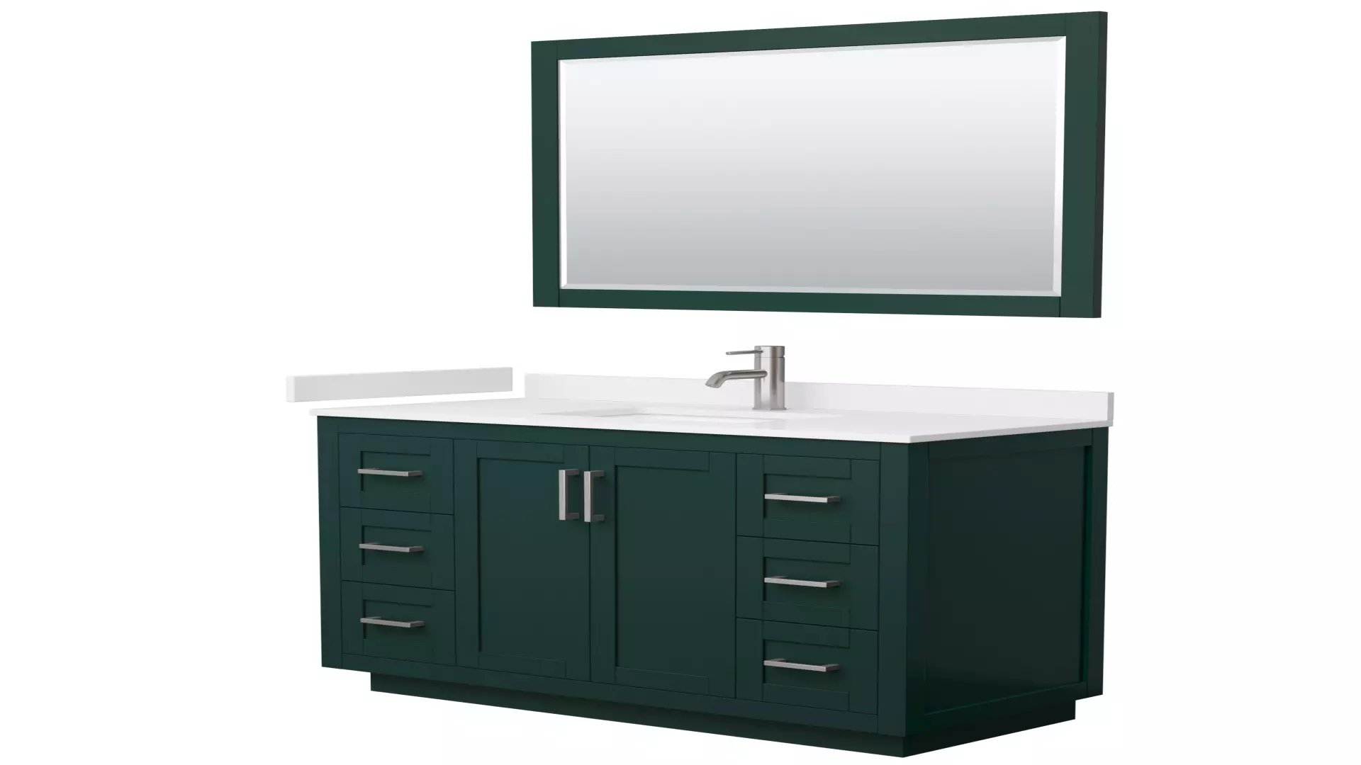 Miranda 48 Inch Single Bathroom Vanity in Green, White Cultured Marble Countertop, Undermount Square Sink, Brushed Nickel Trim, 46 Inch Mirror material