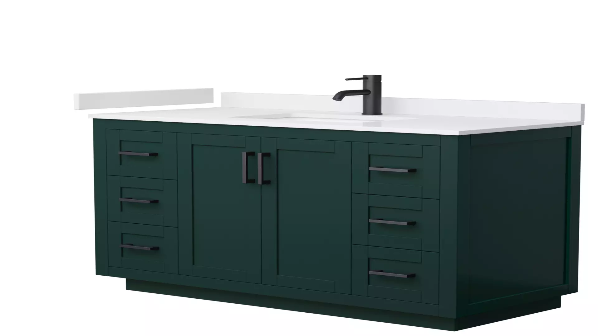 Miranda 48 Inch Single Bathroom Vanity in Green, White Cultured Marble Countertop, Undermount Square Sink, Matte Black Trim material