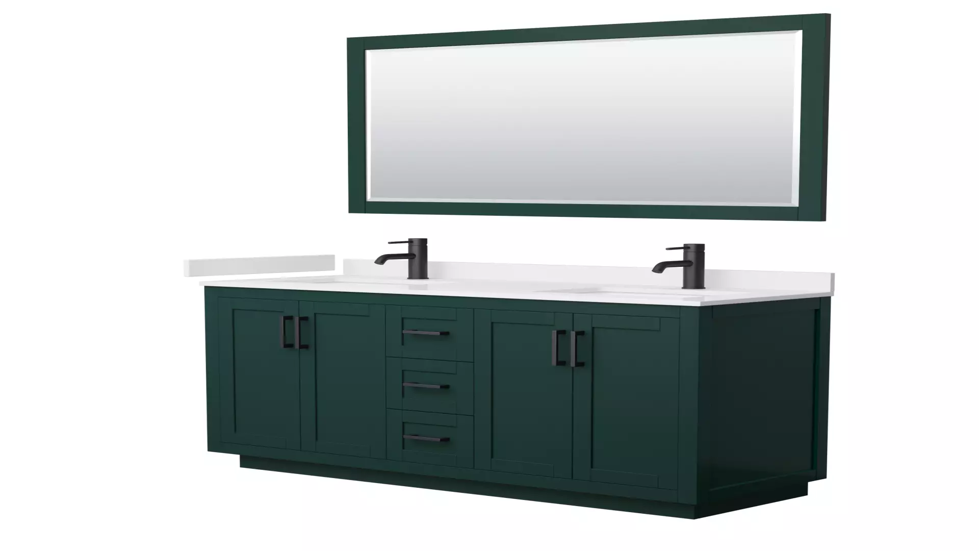 Miranda 60 Inch Double Bathroom Vanity in Green, White Cultured Marble Countertop, Undermount Square Sinks, Matte Black Trim, 58 Inch Mirror material