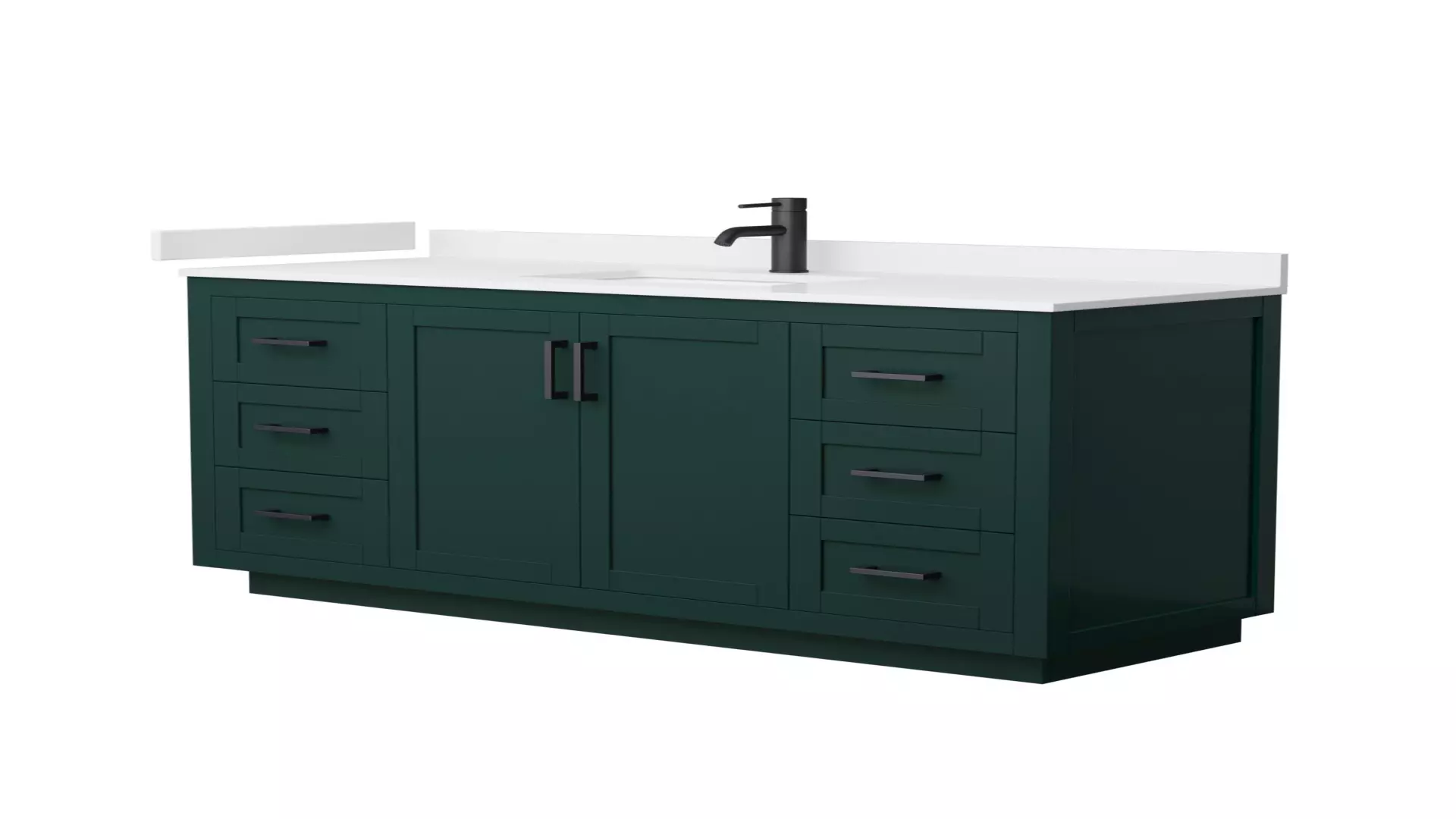Miranda 60 Inch Single Bathroom Vanity in Green, White Cultured Marble Countertop, Undermount Square Sink, Matte Black Trim material