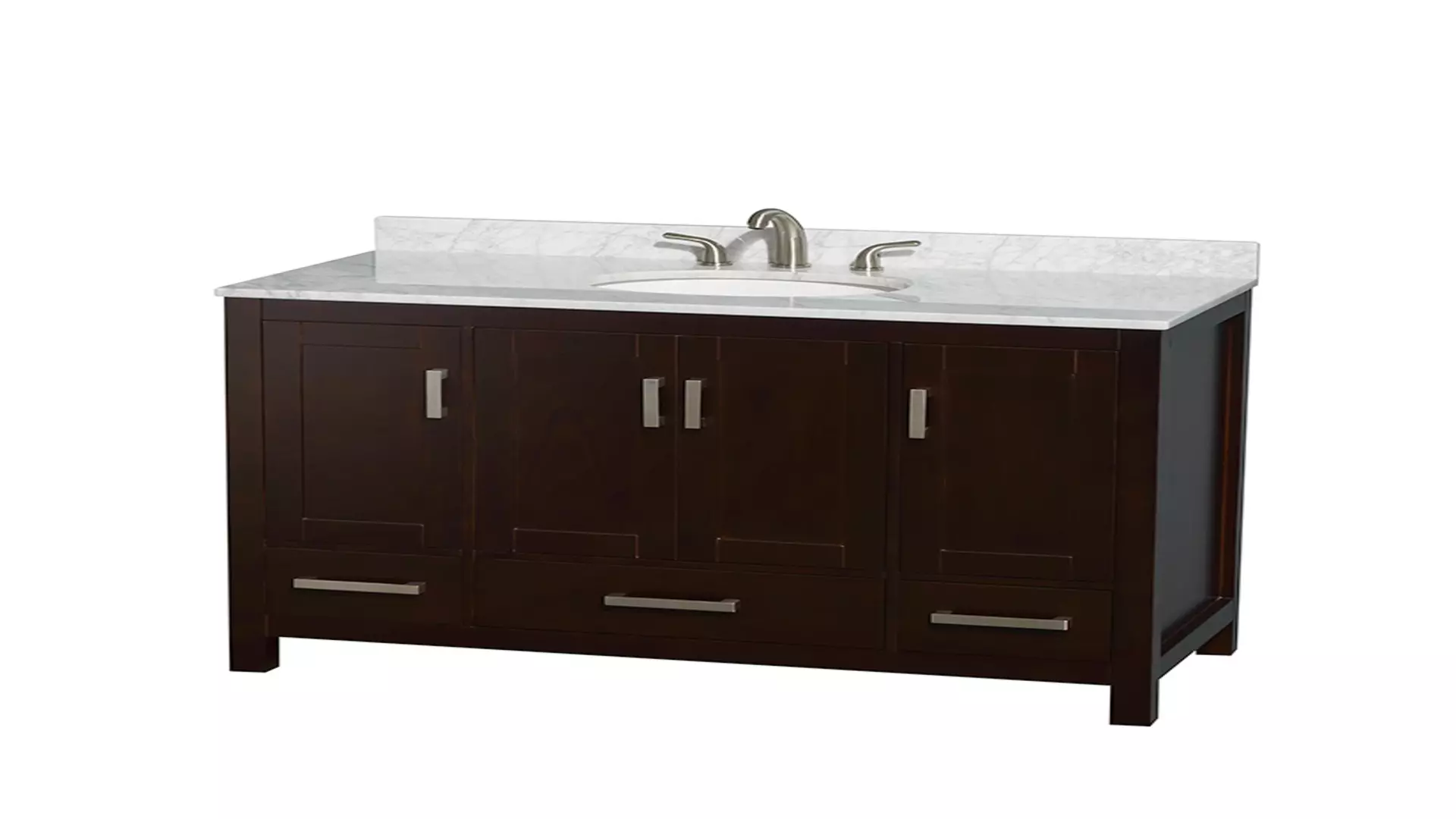 Sheffield 48 Inch Single Bathroom Vanity in Espresso, White Carrara Marble Countertop, Undermount Oval Sink, and No Mirror material