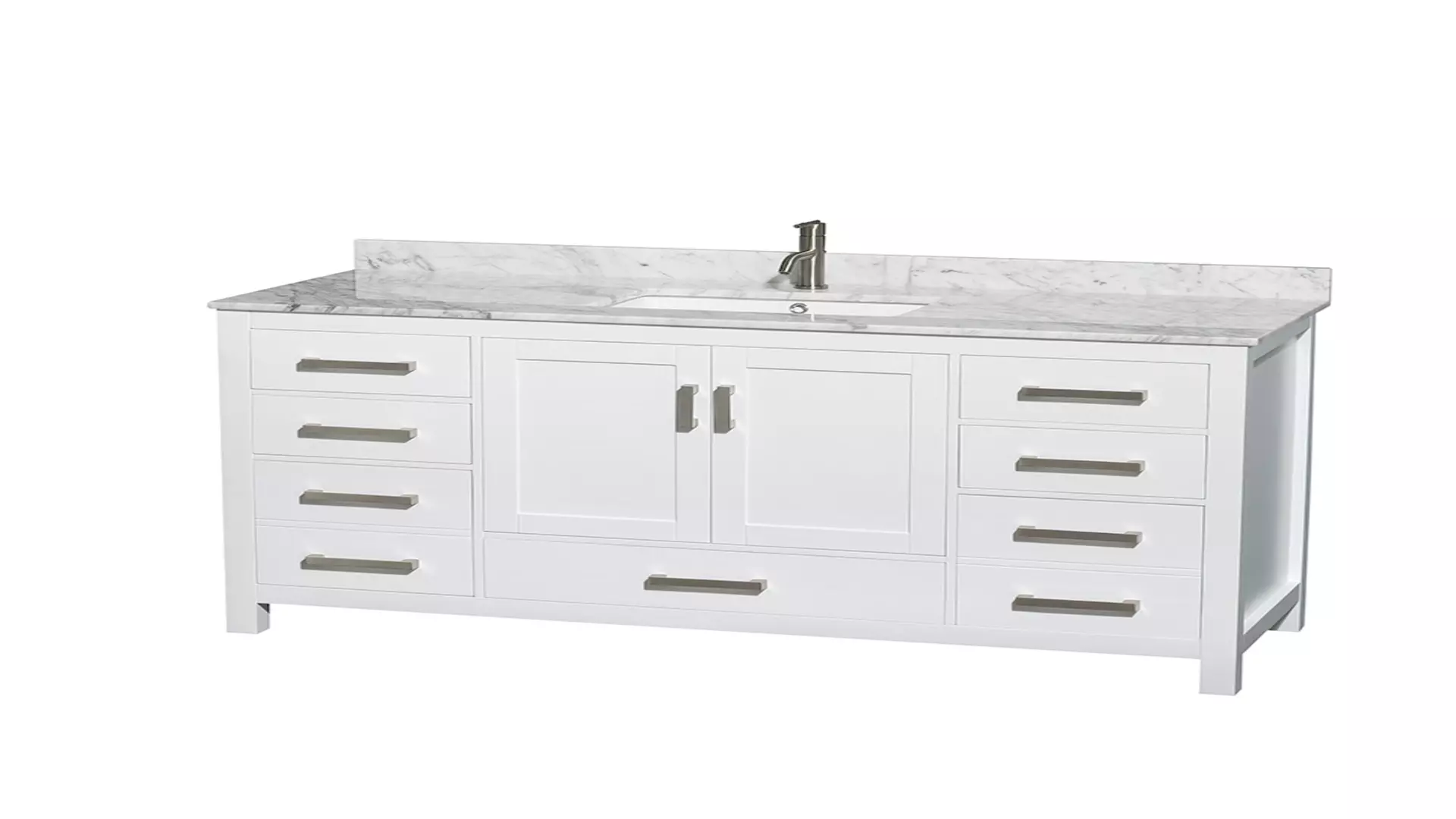 Sheffield 60 Inch Single Bathroom Vanity in White, White Carrara Marble Countertop, Undermount Square Sink, and No Mirror material