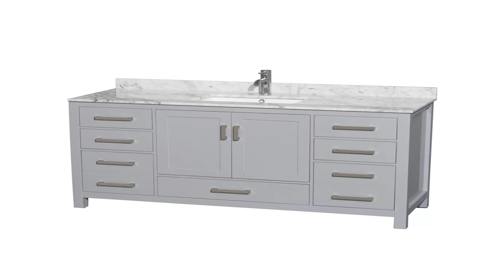 Sheffield 60 Inch Single Bathroom Vanity in Gray, White Carrara Marble Countertop, Undermount Square Sink, and No Mirror material
