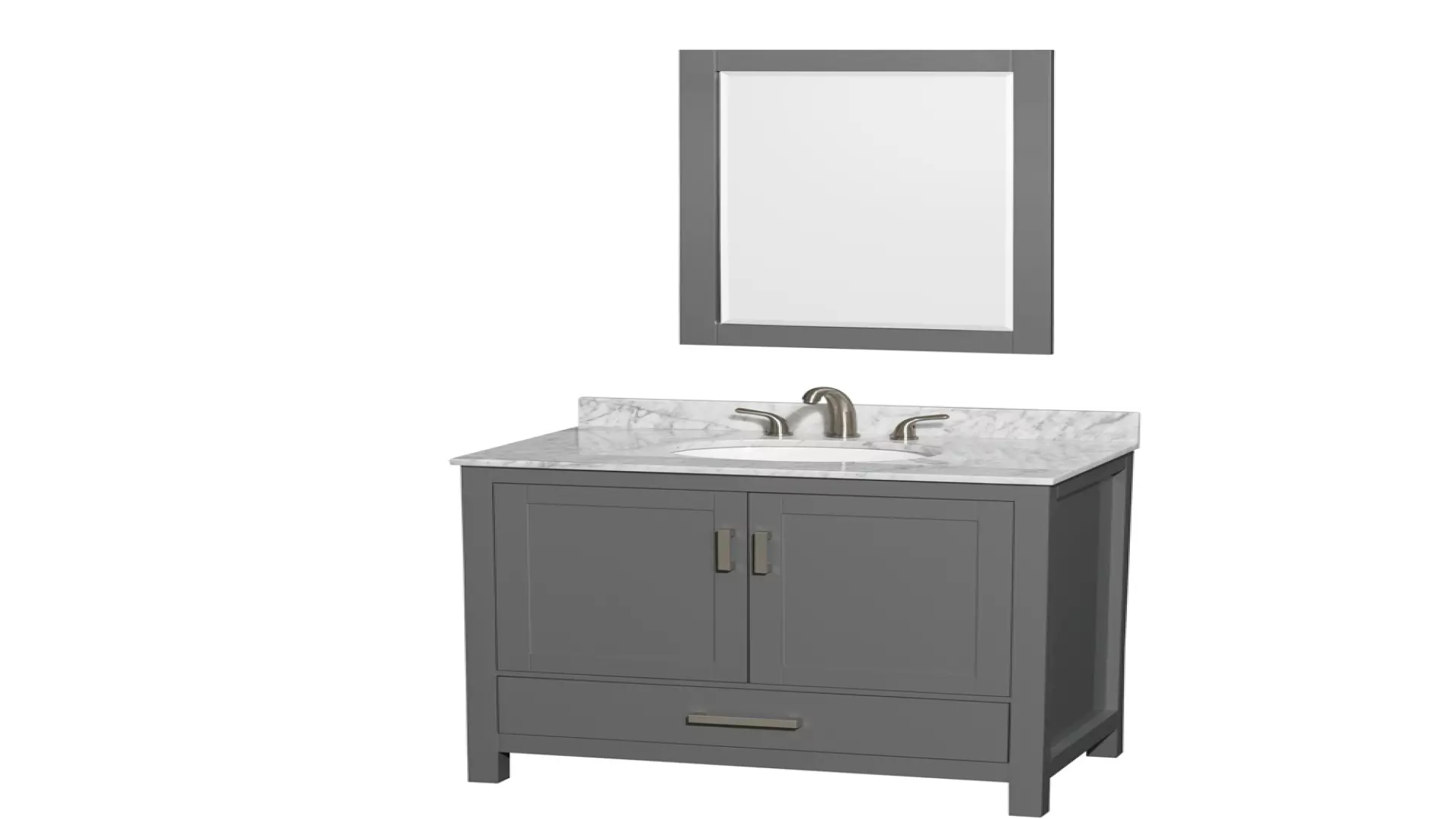 Sheffield 36 Inch Single Bathroom Vanity in Dark Gray, White Carrara Marble Countertop, Undermount Oval Sink, and 24 Inch Mirror material