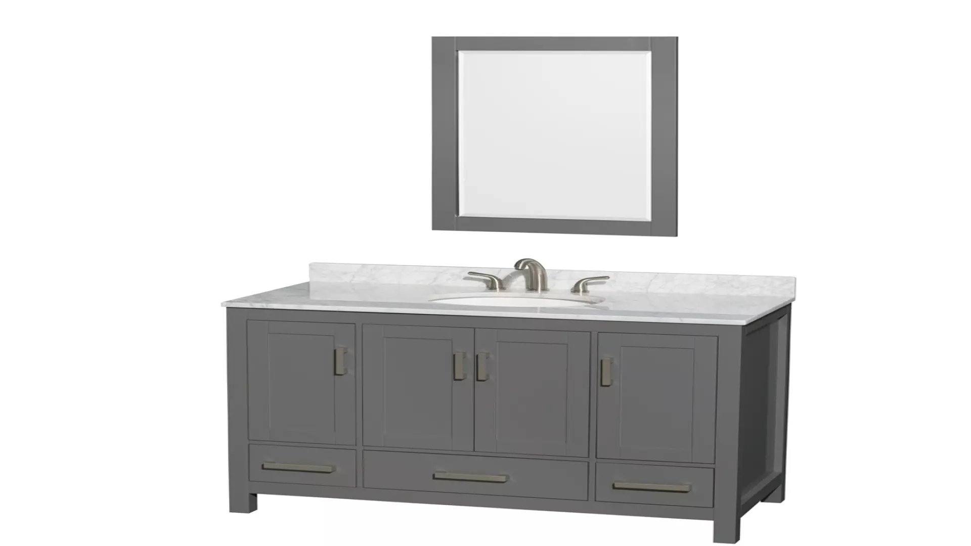Sheffield 48 Inch Single Bathroom Vanity in Dark Gray, White Carrara Marble Countertop, Undermount Oval Sink, and 24 Inch Mirror material