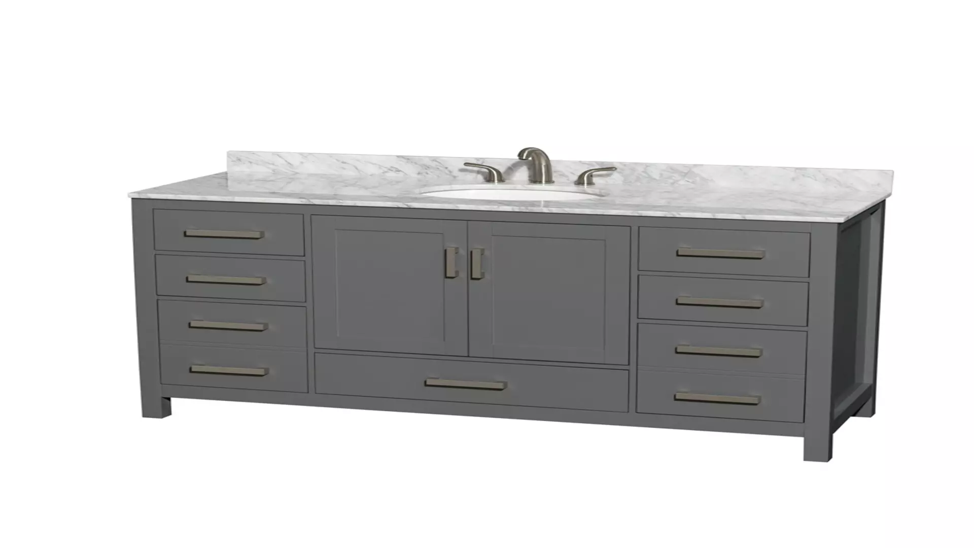 Sheffield 60 Inch Single Bathroom Vanity in Dark Gray, White Carrara Marble Countertop, Undermount Oval Sink, and No Mirror material
