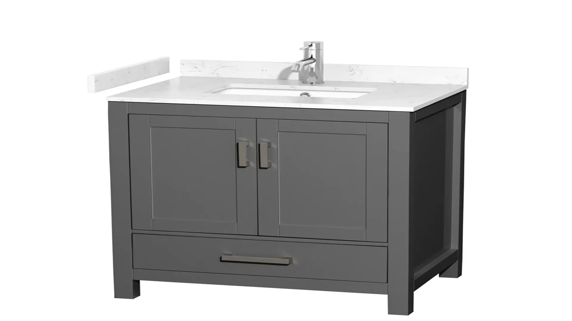 Sheffield 30 Inch Single Bathroom Vanity in Dark Gray, Carrara Cultured Marble Countertop, Undermount Square Sink, No Mirror material