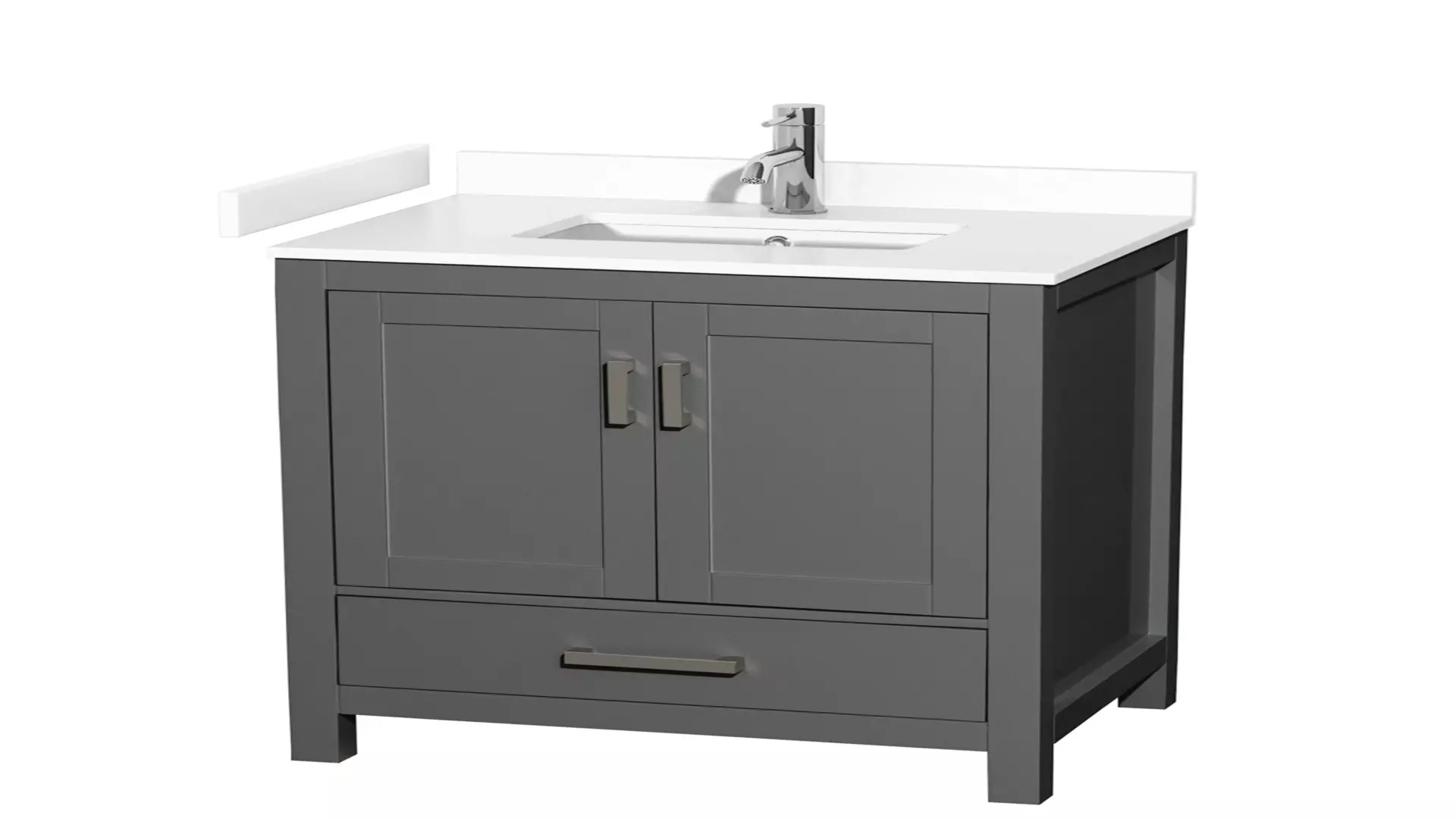 Sheffield 30 Inch Single Bathroom Vanity in Dark Gray, White Cultured Marble Countertop, Undermount Square Sink, No Mirror material