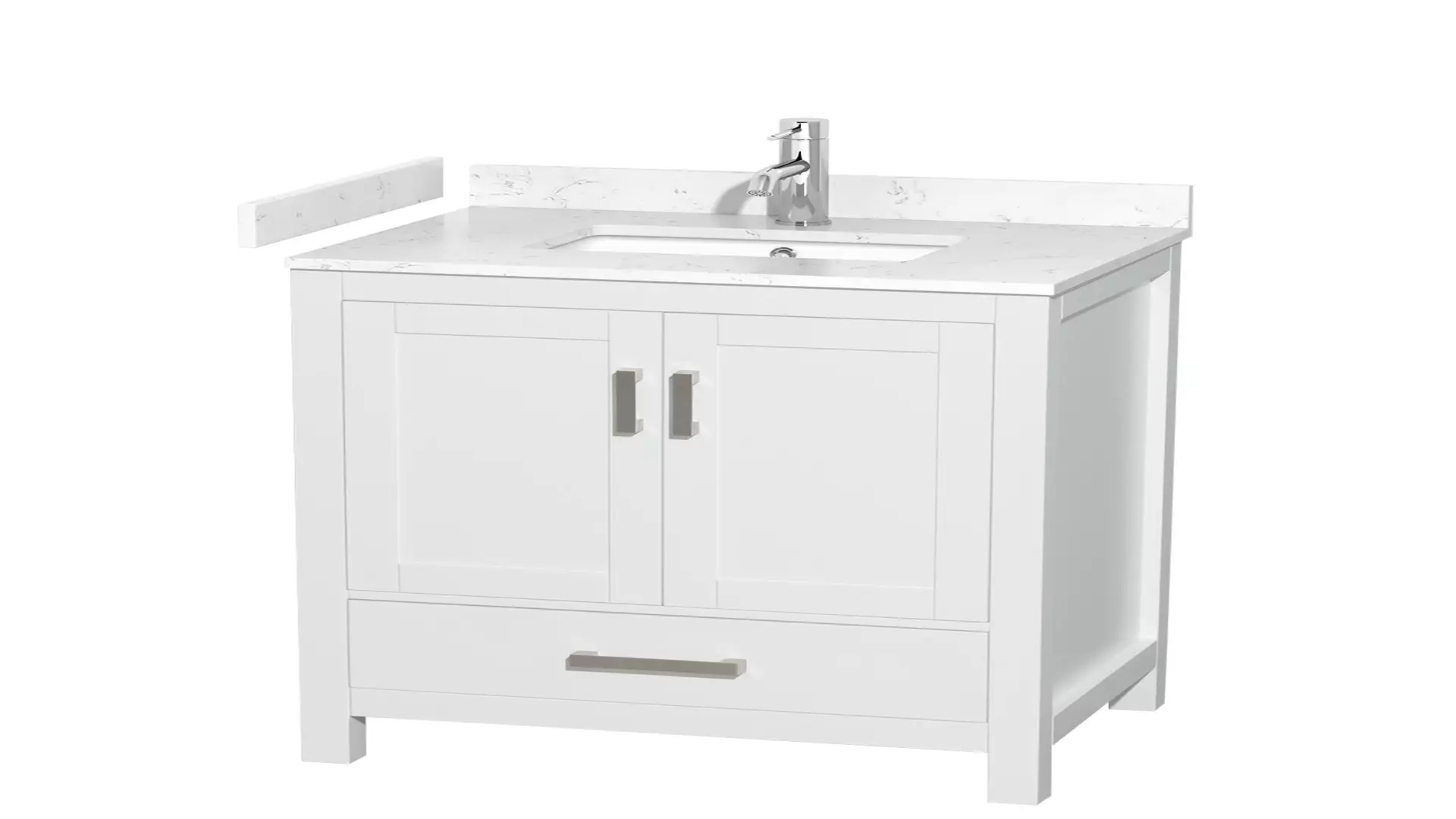 Sheffield 30 Inch Single Bathroom Vanity in White, Carrara Cultured Marble Countertop, Undermount Square Sink, No Mirror material