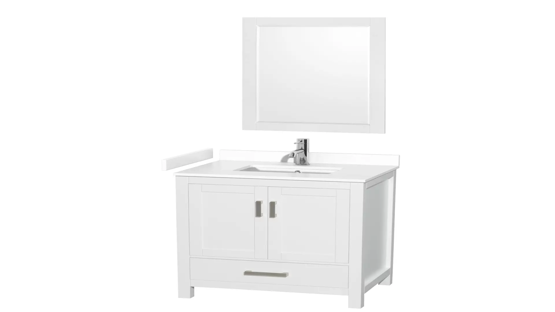 Sheffield 30 Inch Single Bathroom Vanity in White, White Cultured Marble Countertop, Undermount Square Sink, 24 Inch Mirror material