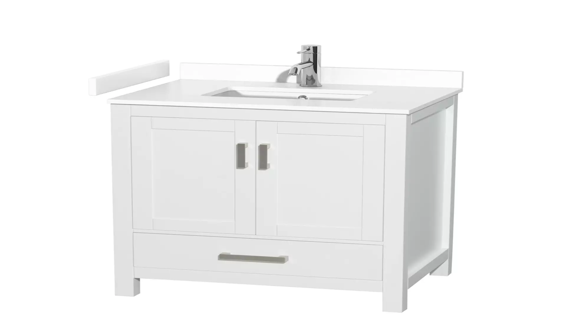 Sheffield 30 Inch Single Bathroom Vanity in White, White Cultured Marble Countertop, Undermount Square Sink, No Mirror material