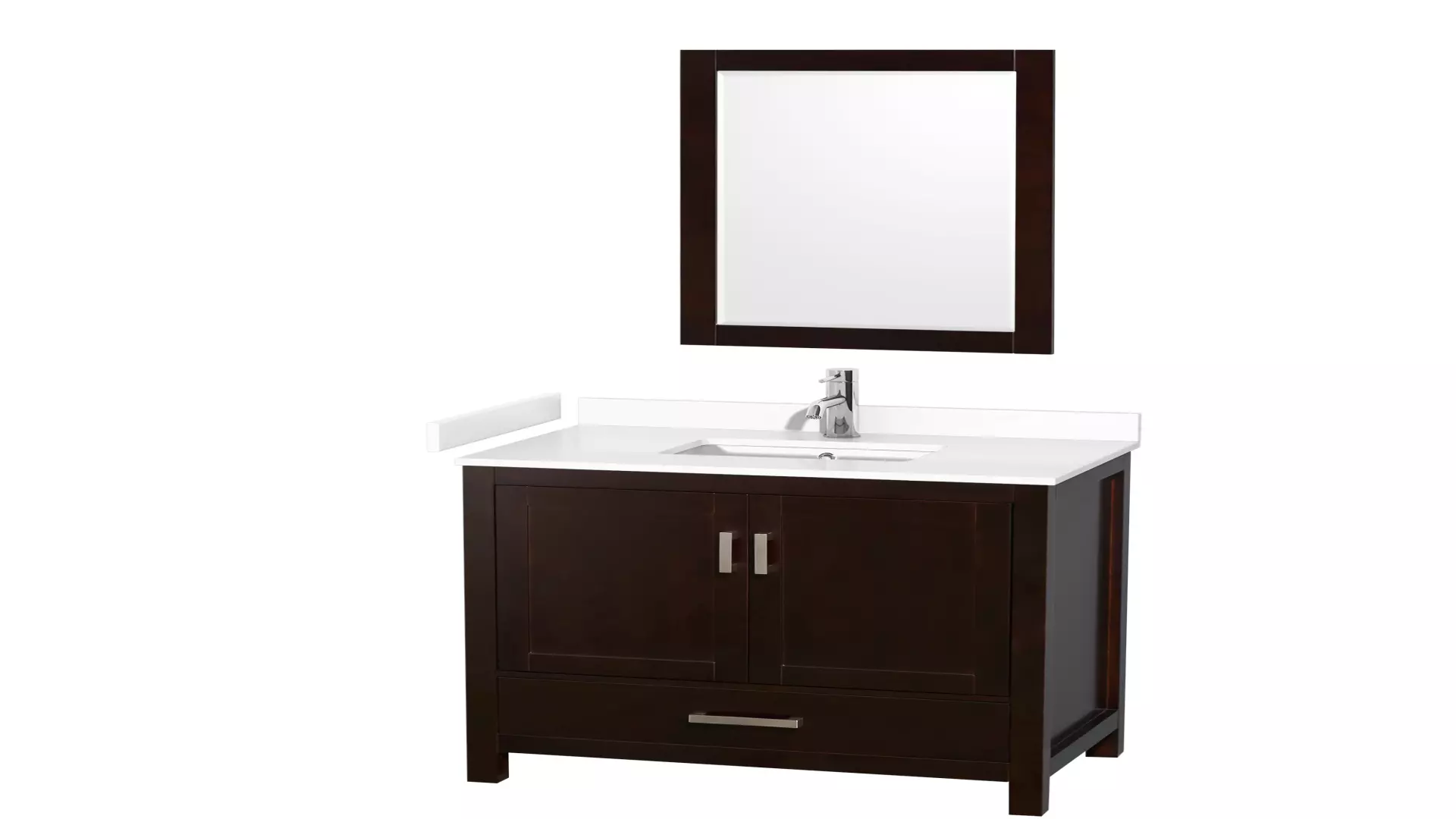 Sheffield 36 Inch Single Bathroom Vanity in Espresso, White Cultured Marble Countertop, Undermount Square Sink, 24 Inch Mirror material