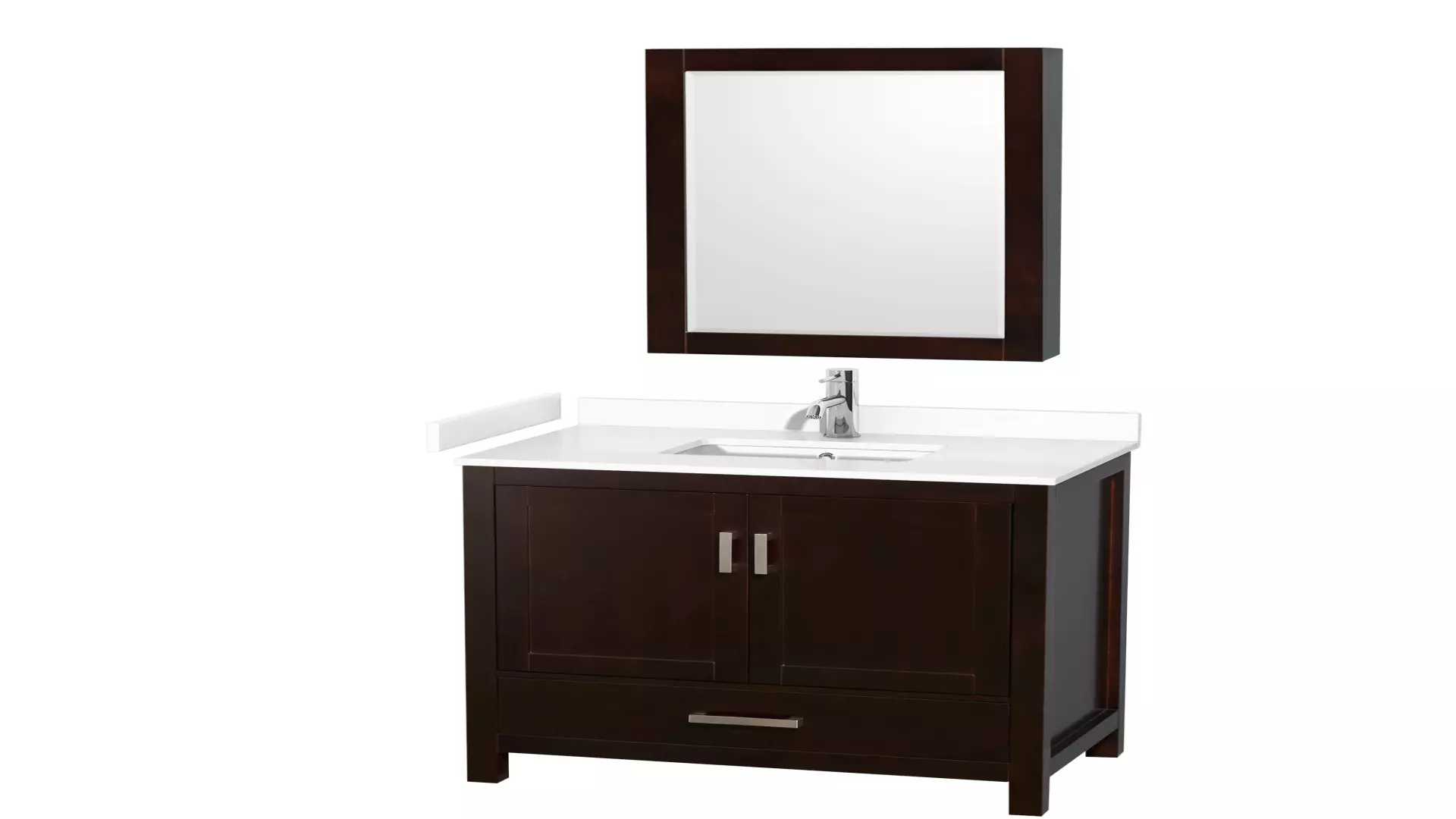 Sheffield 36 Inch Single Bathroom Vanity in Espresso, White Cultured Marble Countertop, Undermount Square Sink, Medicine Cabinet material