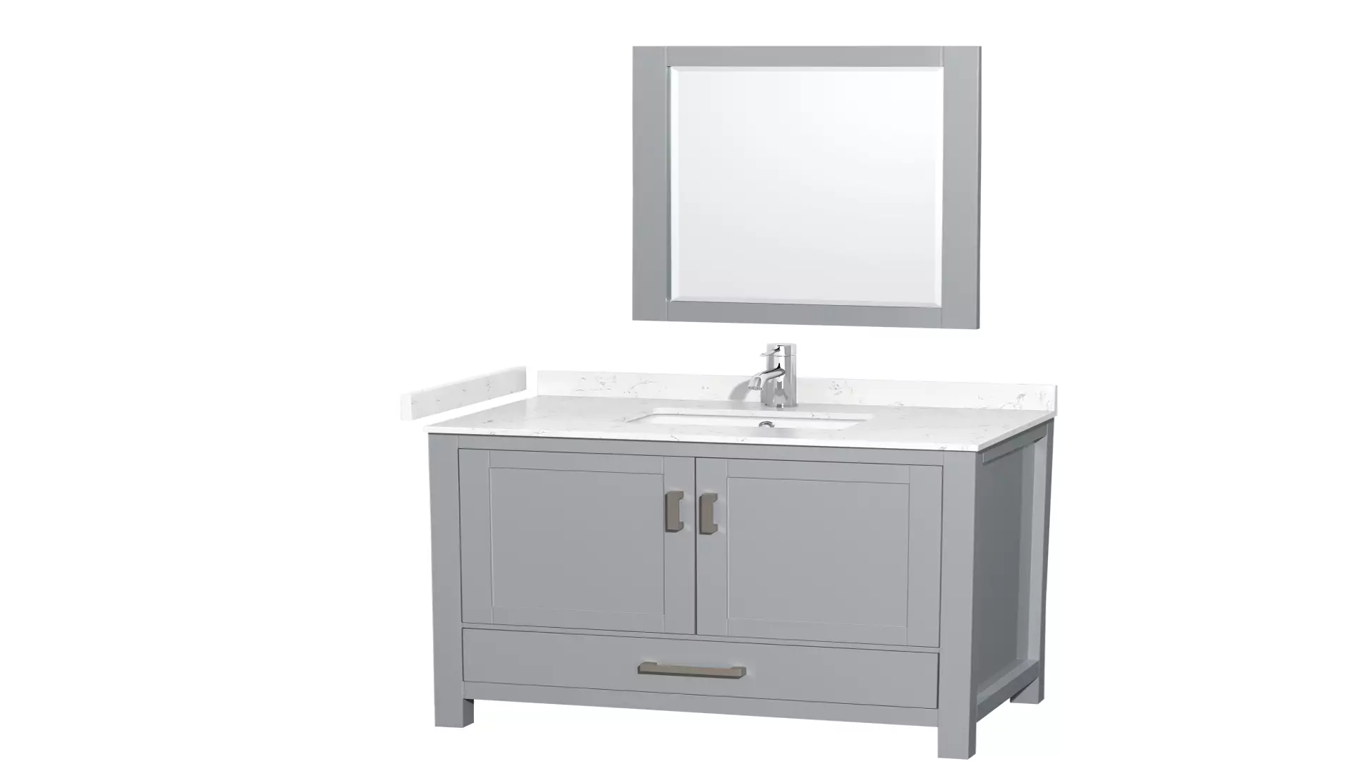Sheffield 36 Inch Single Bathroom Vanity in Gray, Carrara Cultured Marble Countertop, Undermount Square Sink, 24 Inch Mirror material