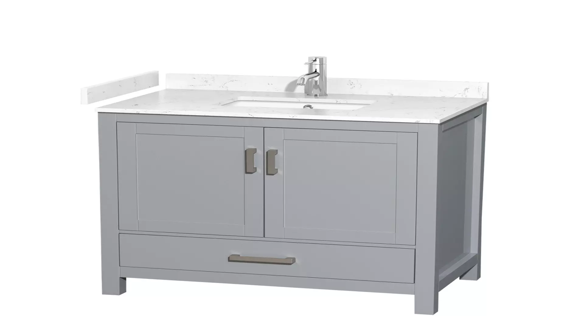 Sheffield 36 Inch Single Bathroom Vanity in Gray, Carrara Cultured Marble Countertop, Undermount Square Sink, No Mirror material