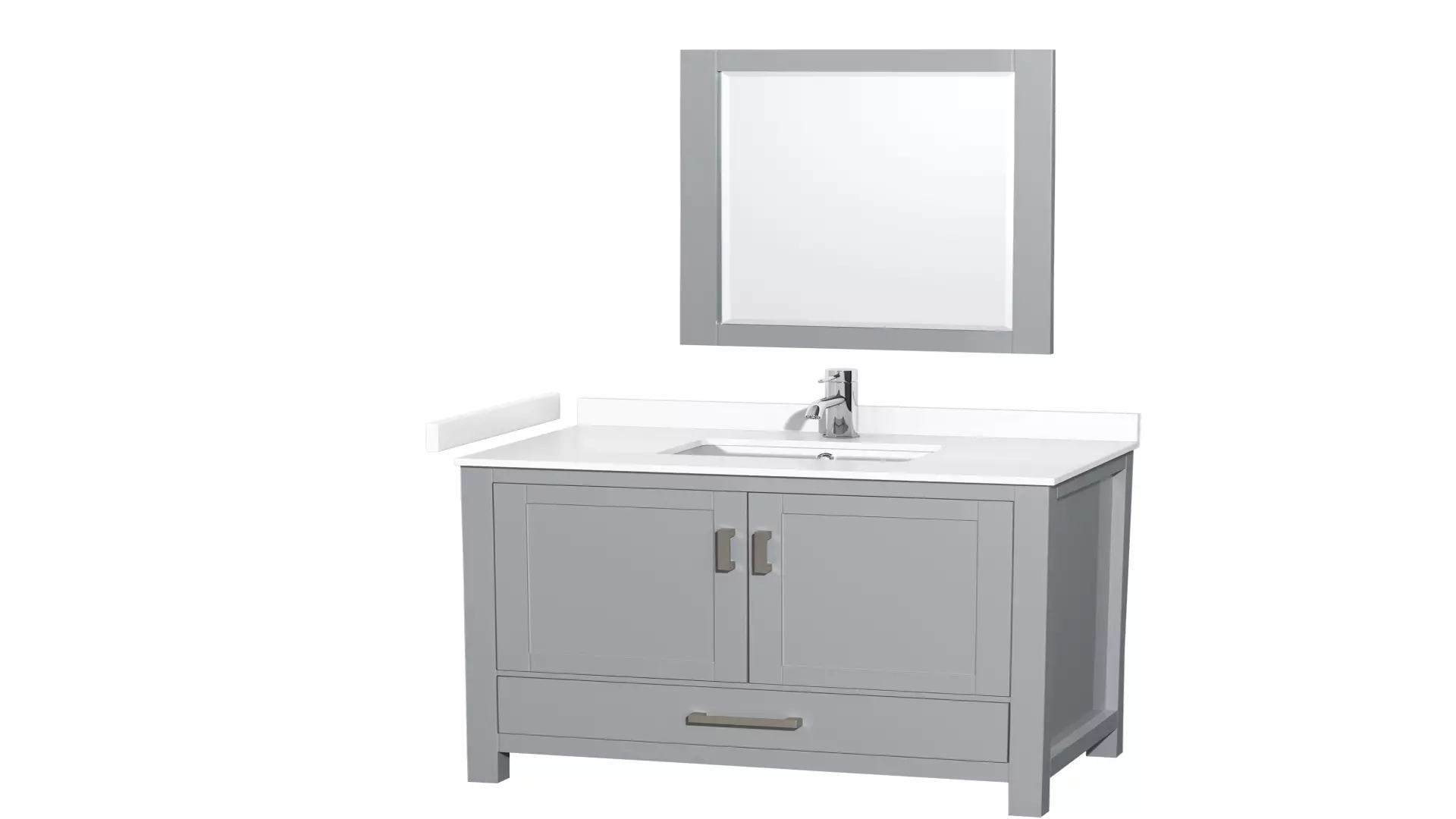 Sheffield 36 Inch Single Bathroom Vanity in Gray, White Cultured Marble Countertop, Undermount Square Sink, 24 Inch Mirror material