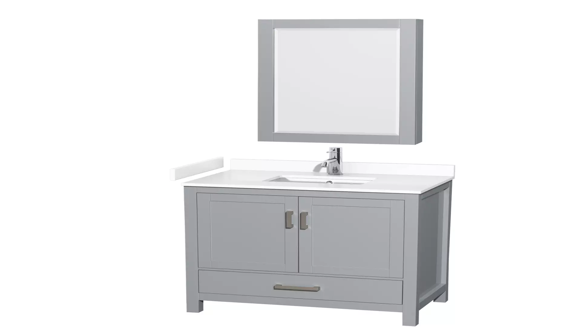 Sheffield 36 Inch Single Bathroom Vanity in Gray, White Cultured Marble Countertop, Undermount Square Sink, Medicine Cabinet material