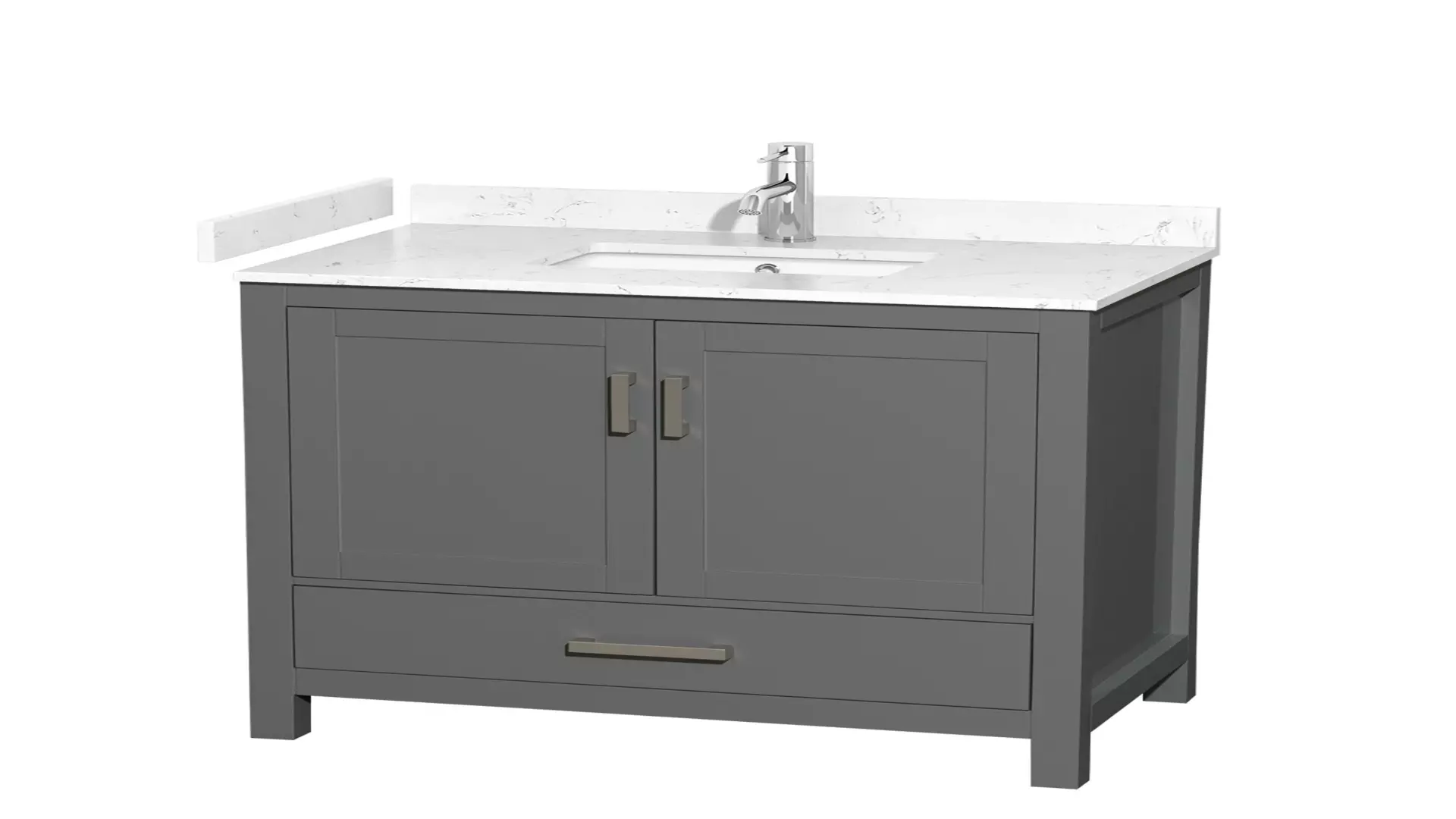 Sheffield 36 Inch Single Bathroom Vanity in Dark Gray, Carrara Cultured Marble Countertop, Undermount Square Sink, No Mirror material
