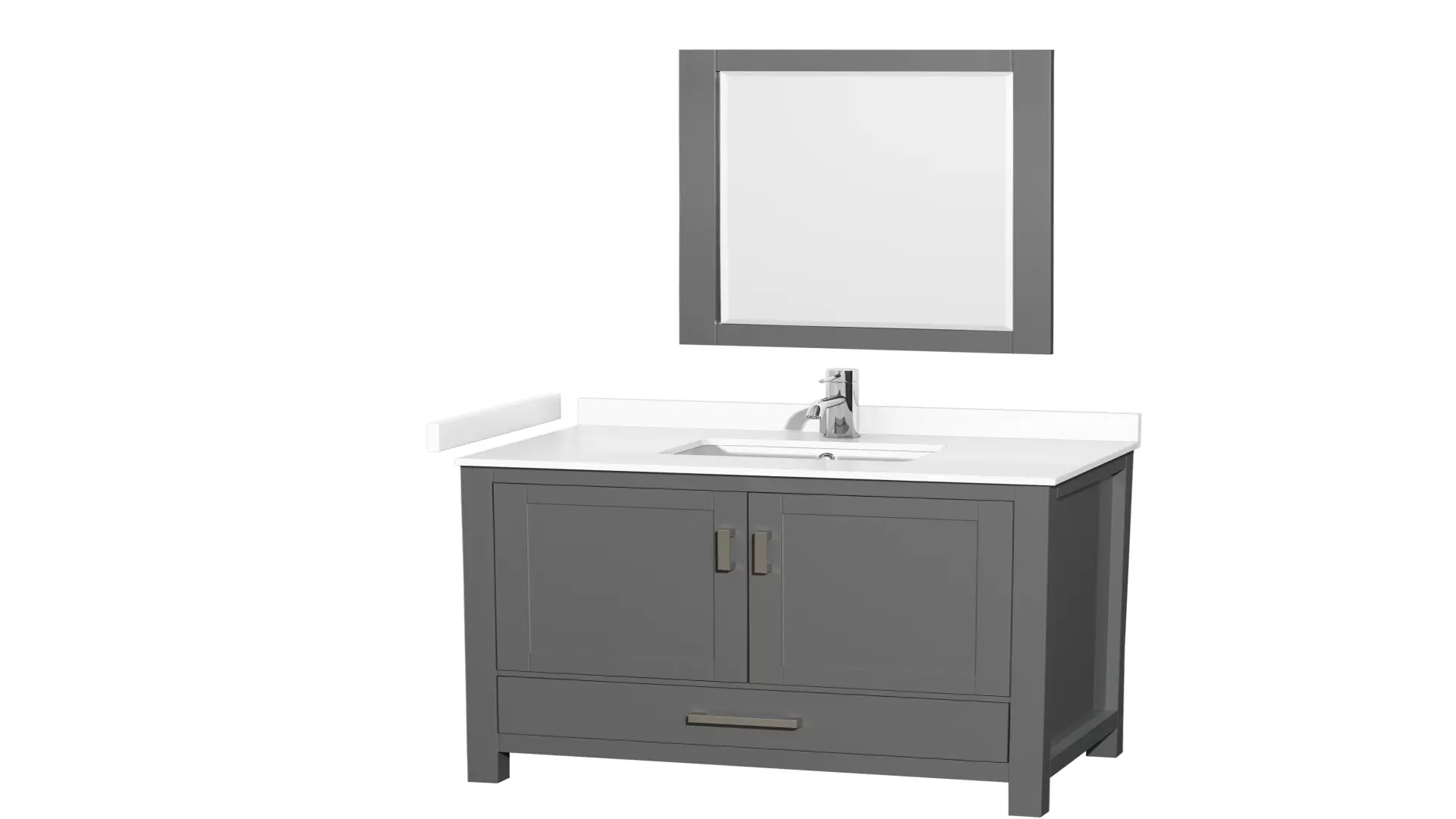 Sheffield 36 Inch Single Bathroom Vanity in Dark Gray, White Cultured Marble Countertop, Undermount Square Sink, 24 Inch Mirror material