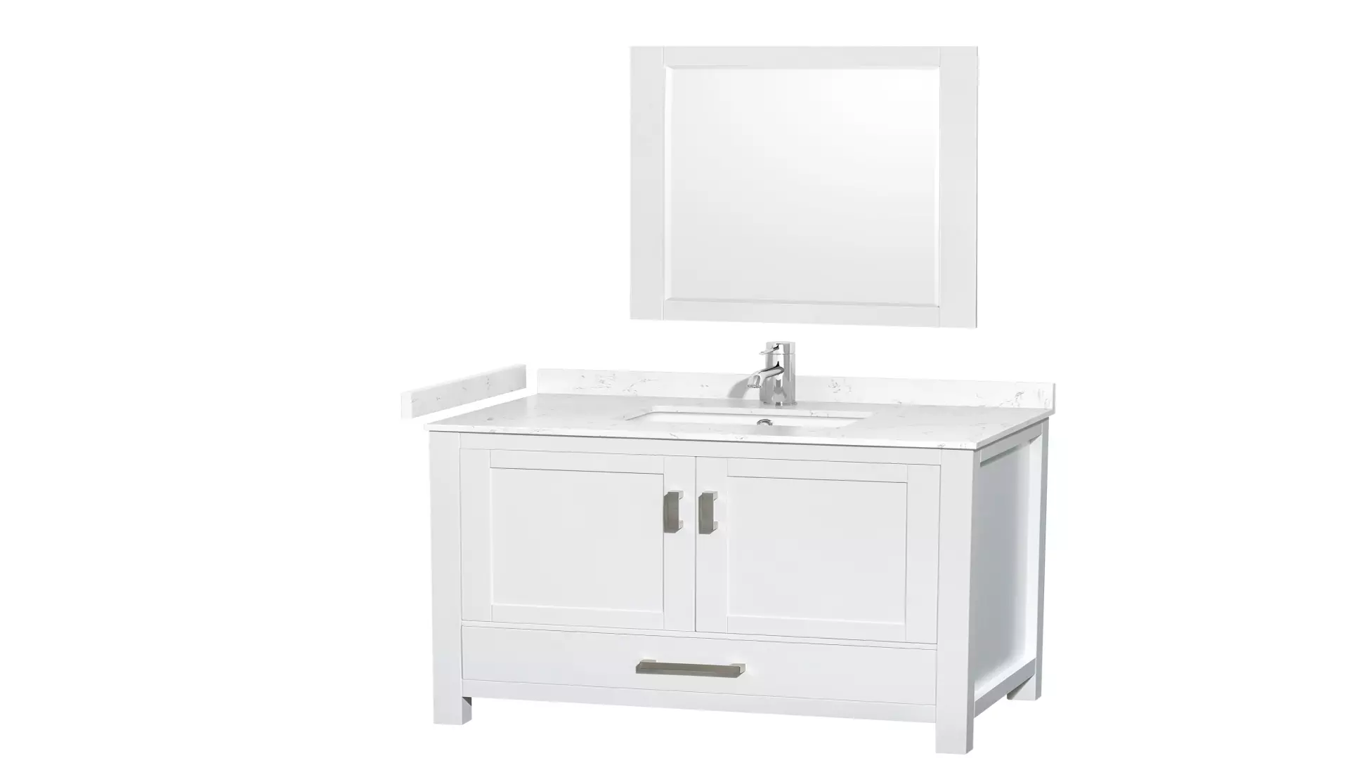 Sheffield 36 Inch Single Bathroom Vanity in White, Carrara Cultured Marble Countertop, Undermount Square Sink, 24 Inch Mirror material