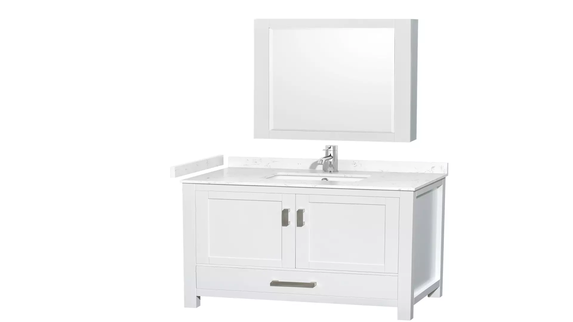 Sheffield 36 Inch Single Bathroom Vanity in White, Carrara Cultured Marble Countertop, Undermount Square Sink, Medicine Cabinet material
