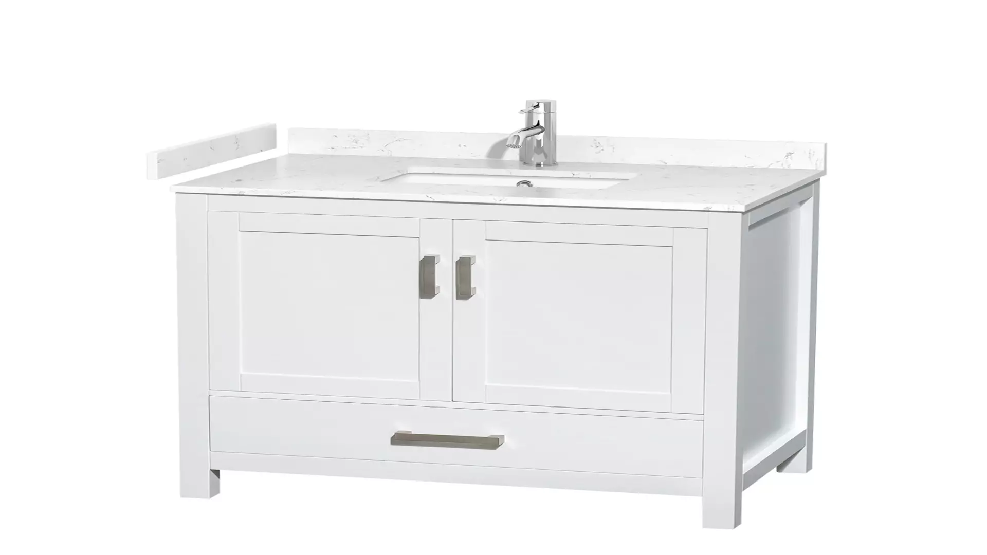 Sheffield 36 Inch Single Bathroom Vanity in White, Carrara Cultured Marble Countertop, Undermount Square Sink, No Mirror material