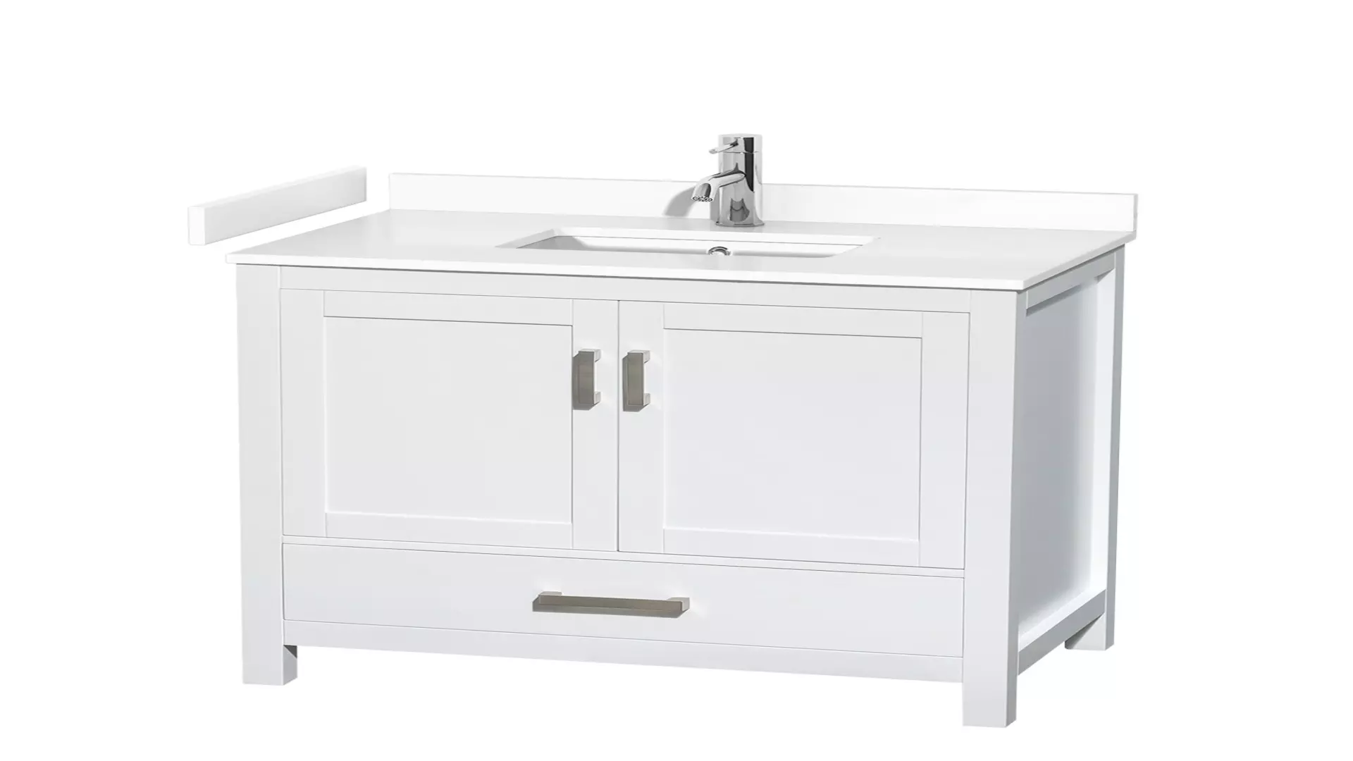 Sheffield 36 Inch Single Bathroom Vanity in White, White Cultured Marble Countertop, Undermount Square Sink, No Mirror material