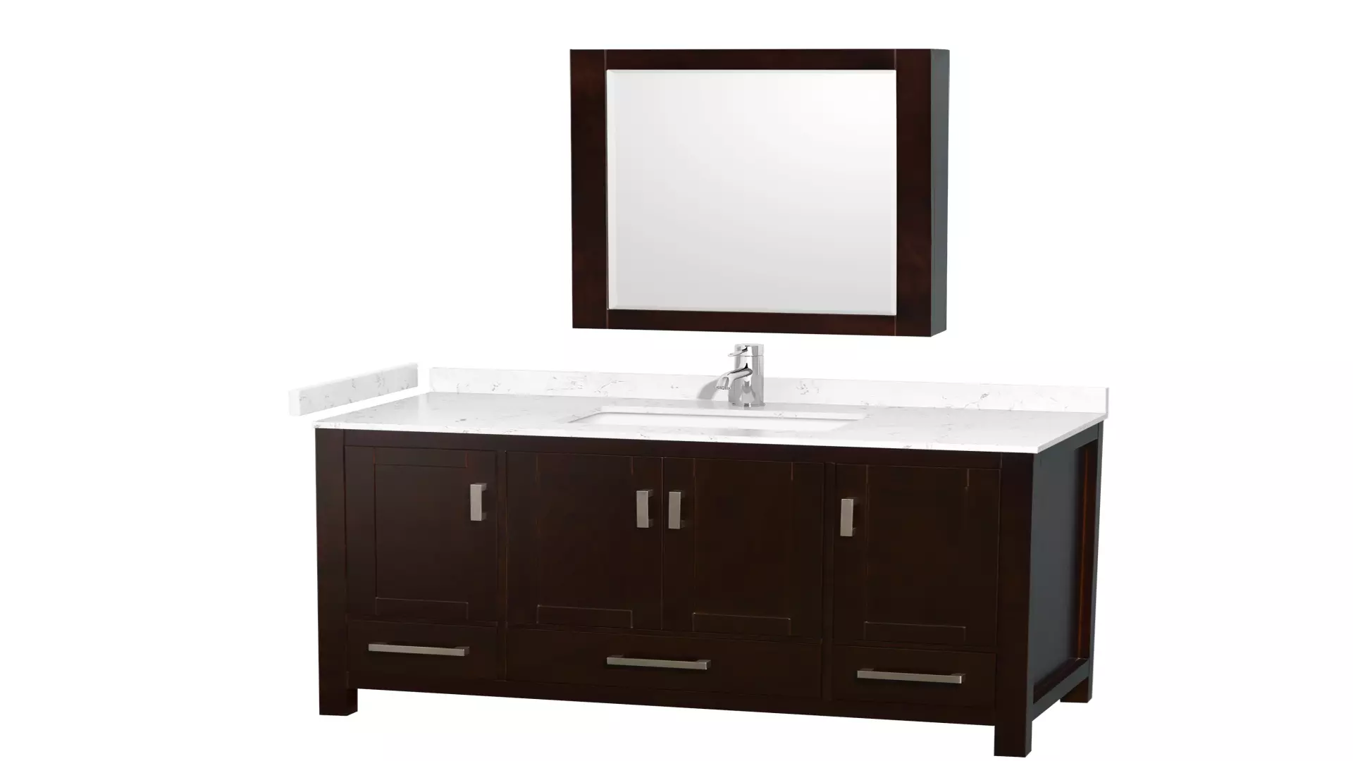 Sheffield 48 Inch Single Bathroom Vanity in Espresso, Carrara Cultured Marble Countertop, Undermount Square Sink, Medicine Cabinet material
