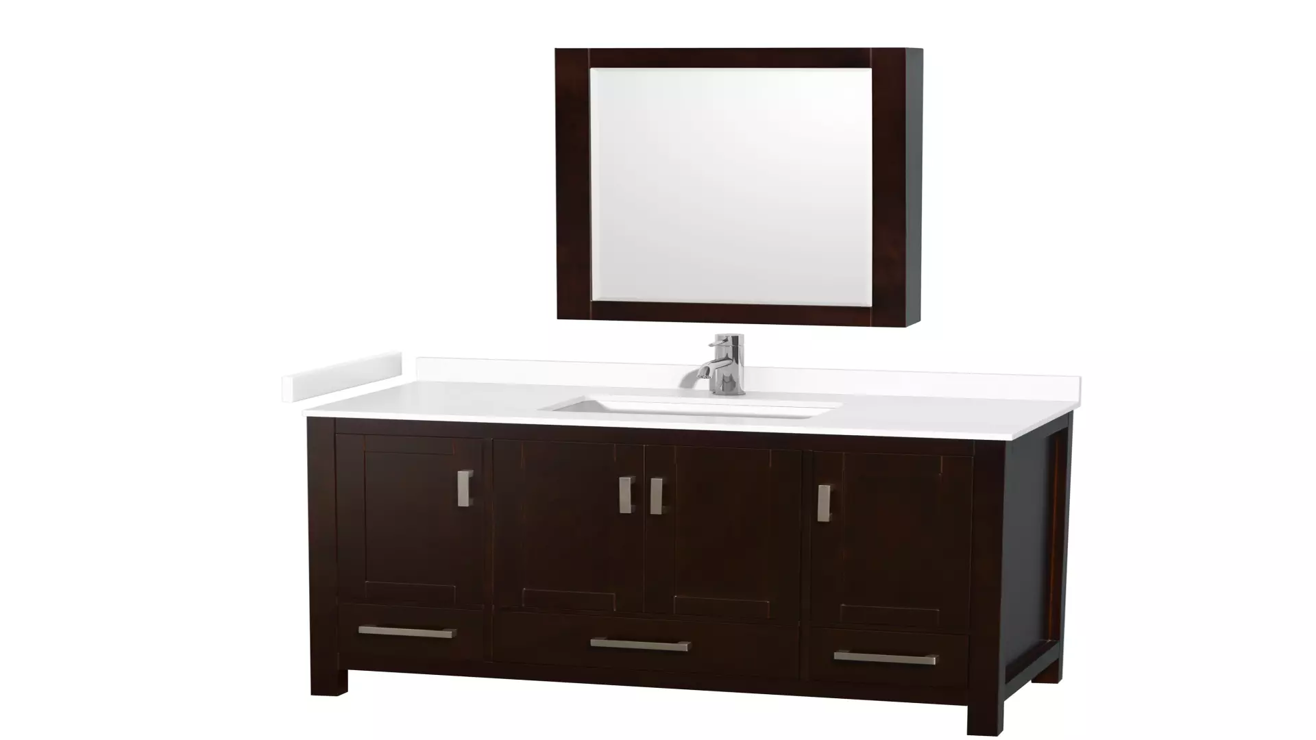 Sheffield 48 Inch Single Bathroom Vanity in Espresso, White Cultured Marble Countertop, Undermount Square Sink, Medicine Cabinet material