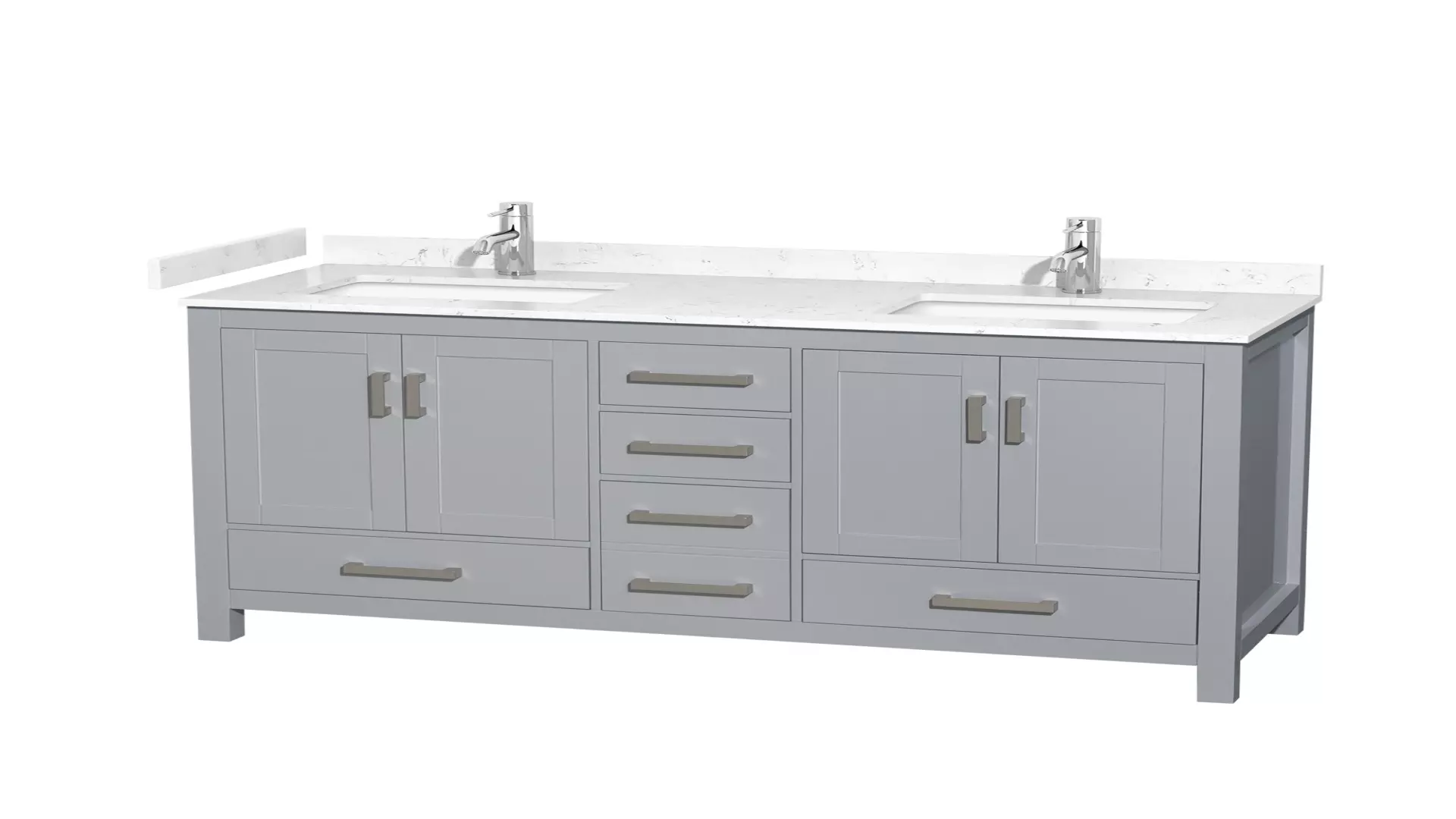 Sheffield 60 Inch Double Bathroom Vanity in Gray, Carrara Cultured Marble Countertop, Undermount Square Sinks, No Mirror material