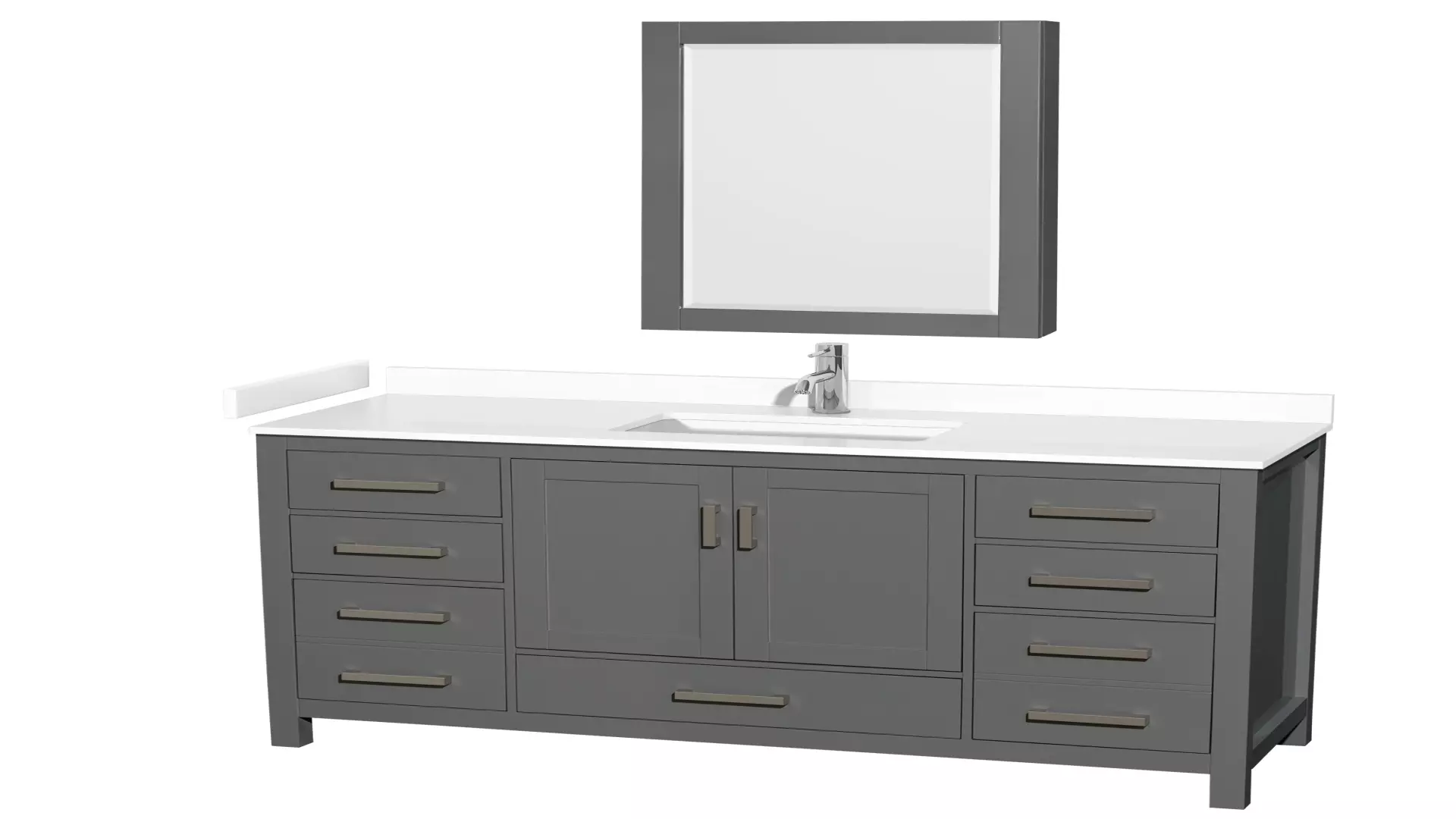 Sheffield 60 Inch Single Bathroom Vanity in Dark Gray, White Cultured Marble Countertop, Undermount Square Sink, Medicine Cabinet material