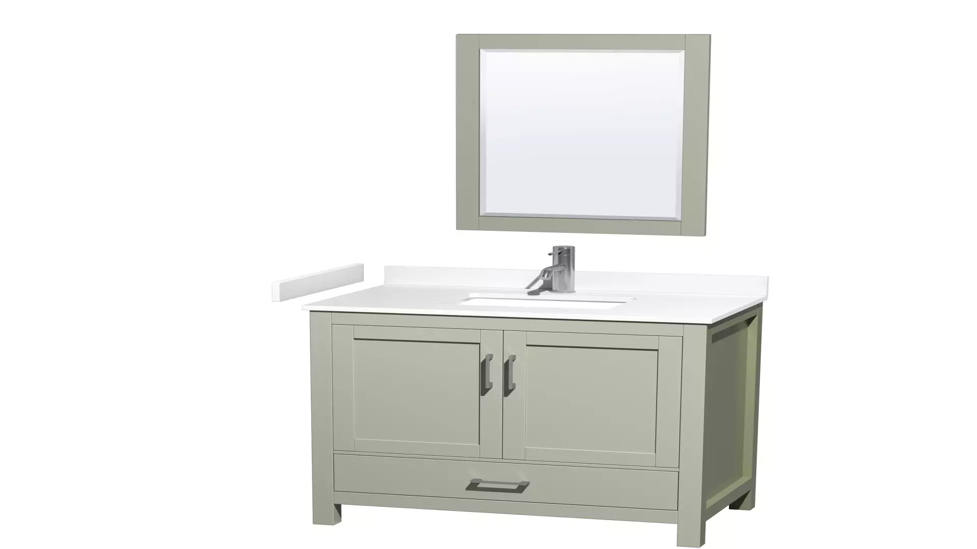 Sheffield 36 inch Single Bathroom Vanity in Light Green, White Cultured Marble Countertop, Undermount Square Sink, Brushed Nickel Trim, 24 inch Mirror material