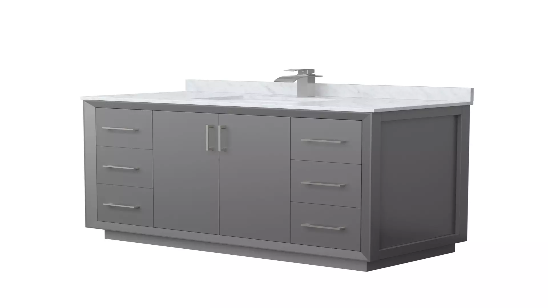 Strada 48 Inch Single Bathroom Vanity in Dark Gray, White Carrara Marble Countertop, Undermount Square Sink, Brushed Nickel Trim material