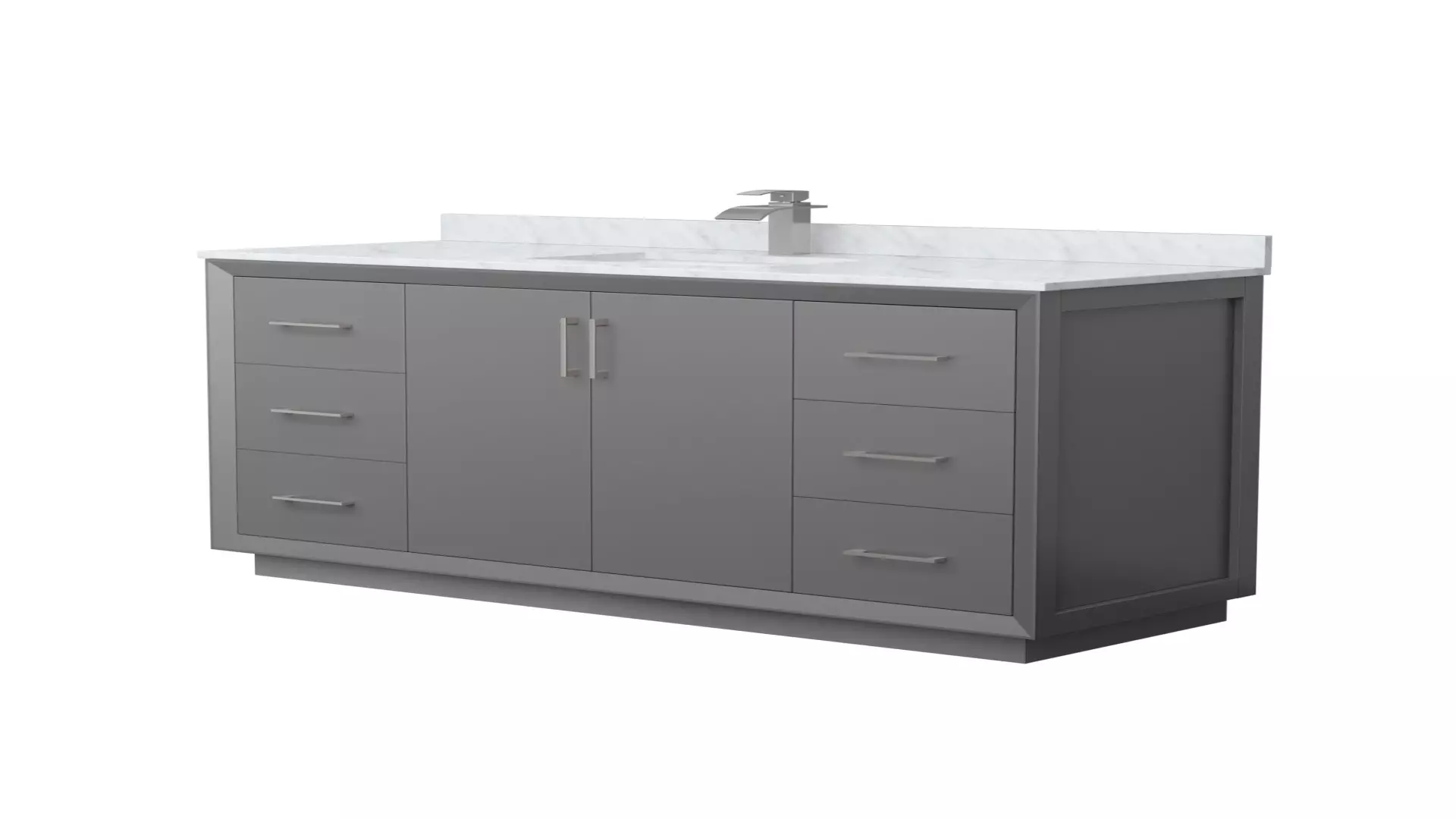 Strada 60 Inch Single Bathroom Vanity in Dark Gray, White Carrara Marble Countertop, Undermount Square Sink, Brushed Nickel Trim material