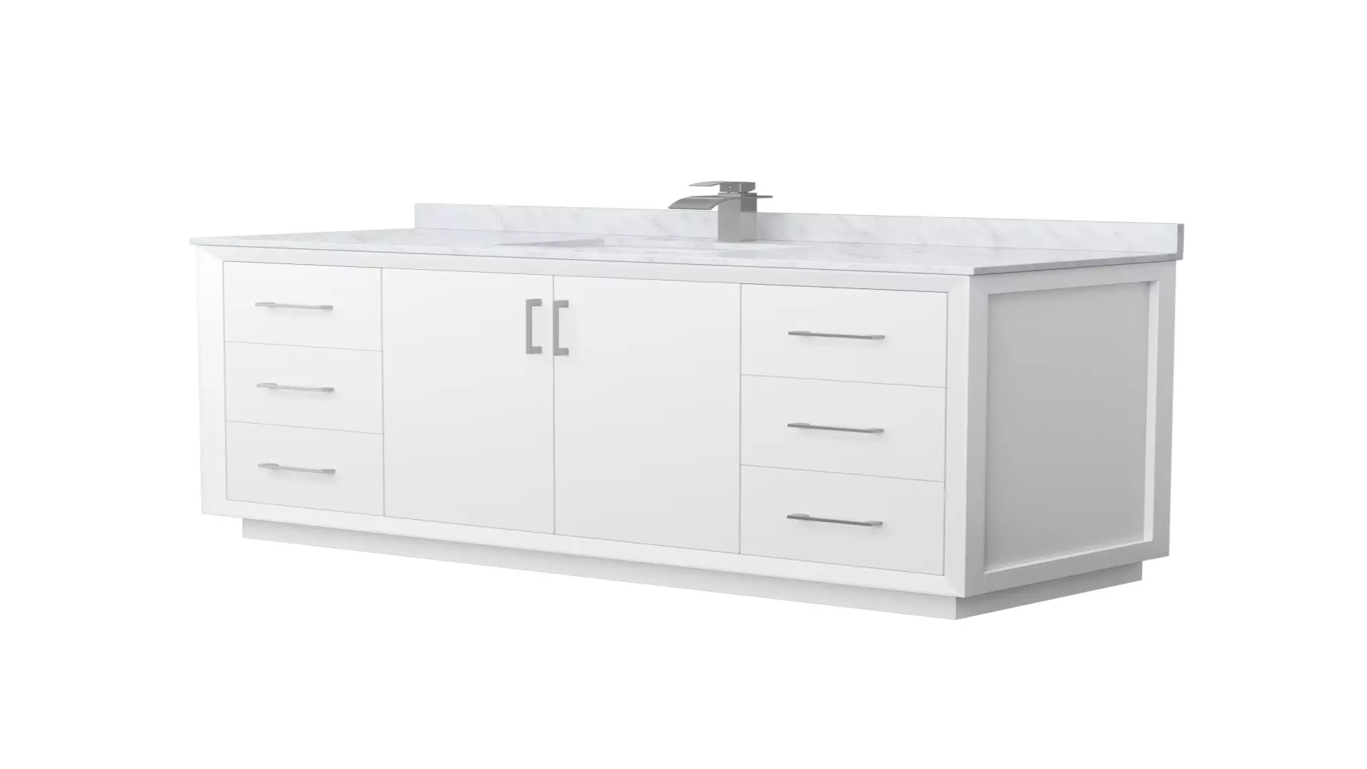 Strada 60 Inch Single Bathroom Vanity in White, White Carrara Marble Countertop, Undermount Square Sink, Brushed Nickel Trim material