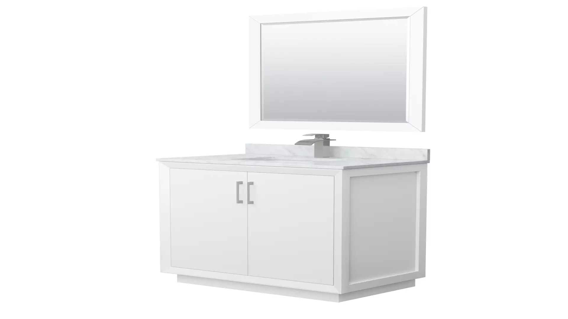 Strada 36 Inch Single Bathroom Vanity in White, White Carrara Marble Countertop, Undermount Square Sink, Brushed Nickel Trim, 34 Inch Mirror material