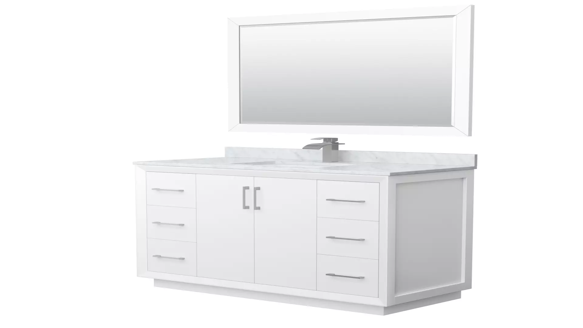 Strada 48 Inch Single Bathroom Vanity in White, White Carrara Marble Countertop, Undermount Square Sink, Brushed Nickel Trim, 46 Inch Mirror material